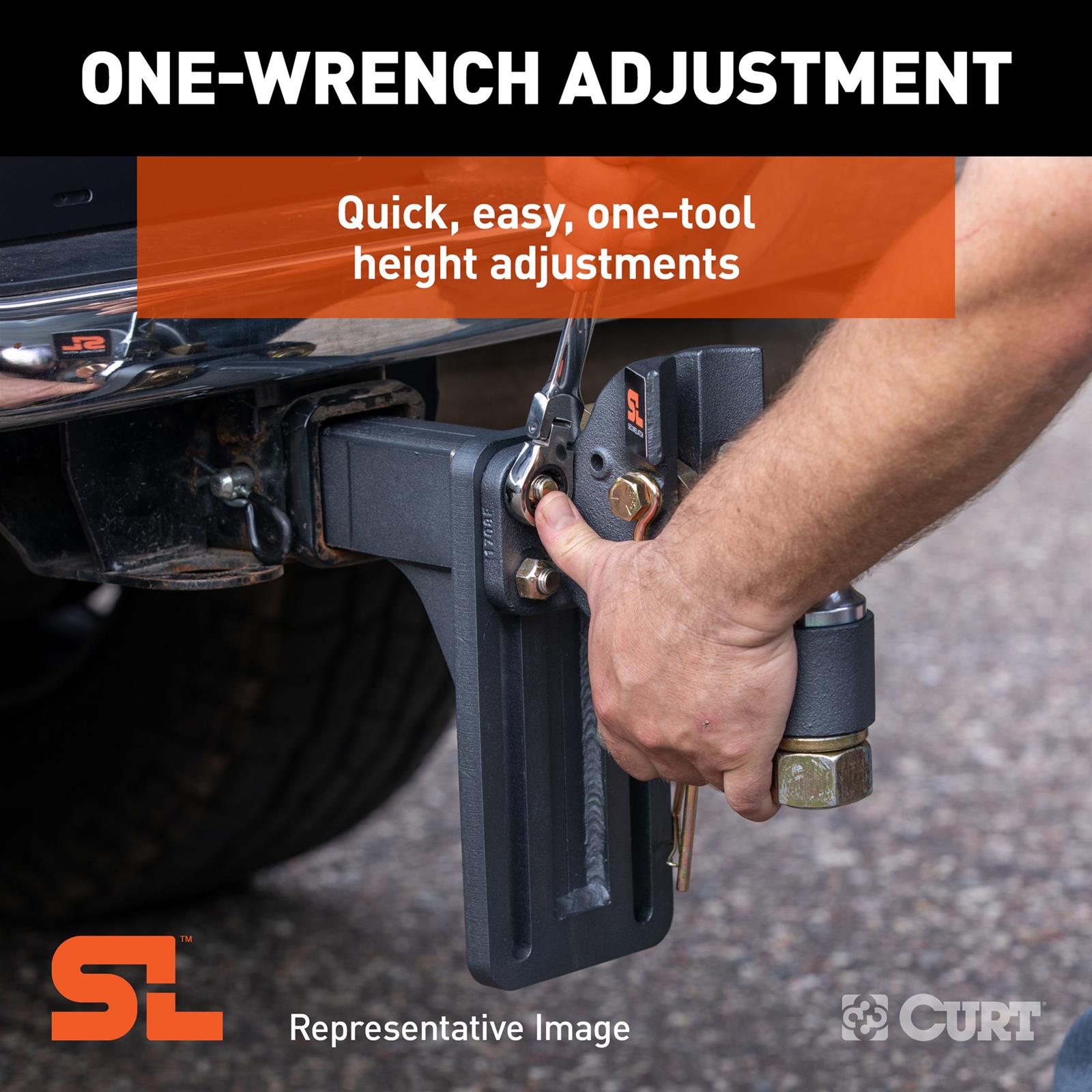 CURT Adjustable Pintle Mounts 48016 Mount, SecureLatch, Adjustable, 2 1/2 in. Shank, 20,000 Ibs., Each thumbnail 5
