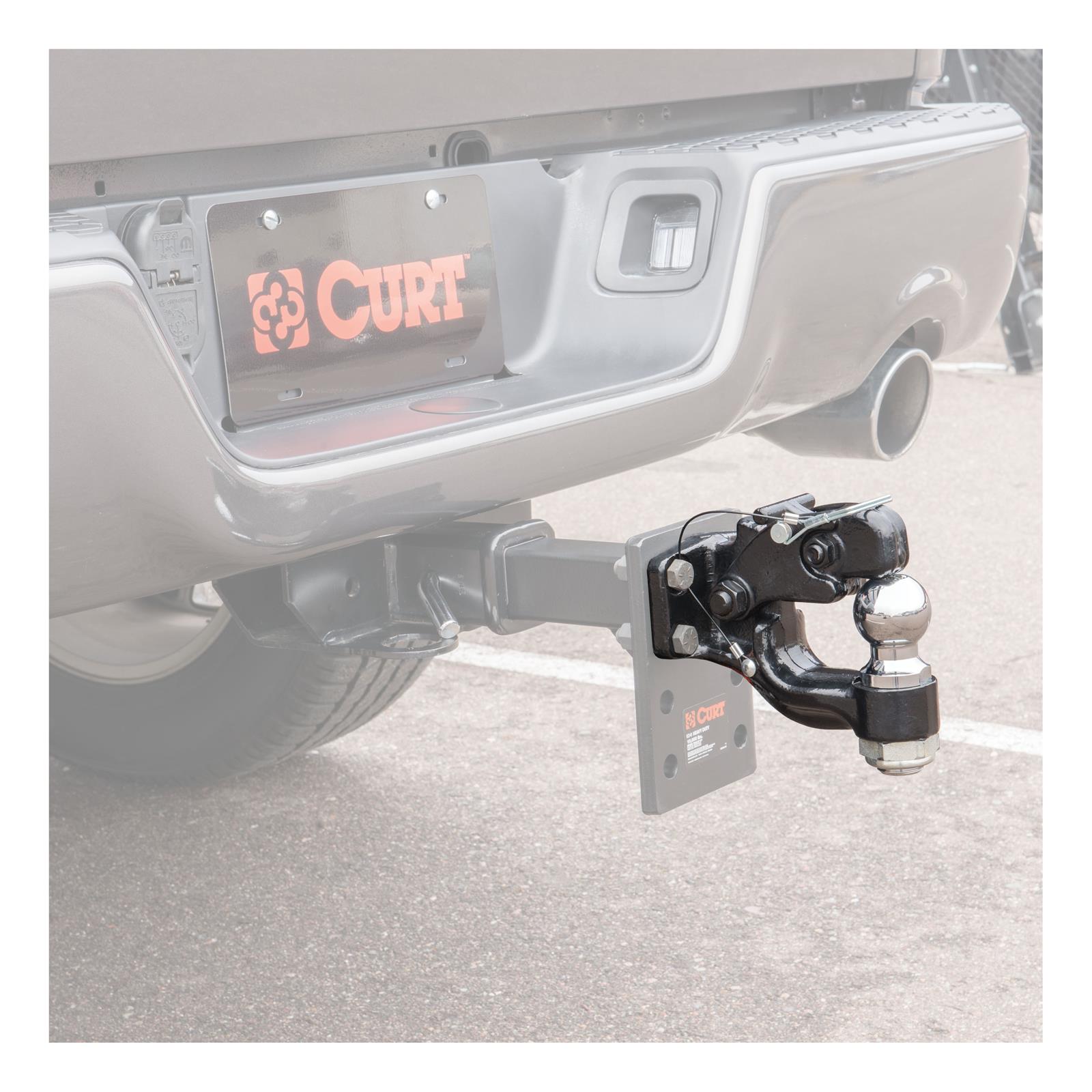 CURT Combination Ball/Pintle Hooks 48180 Pintle Hitch, Ball and Pintle Hook, Plate Mount, 16,000 lbs. GTW, 1 7/8 in. Hitch Ball Diameter, Each