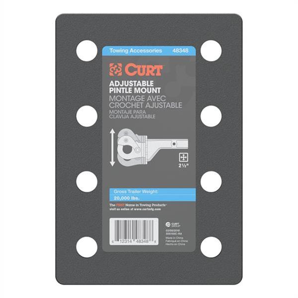 CURT Adjustable Pintle Mounts 48348 Mount, Adjustable, 20,000 lbs. , 3-Position Mounting, 2 1/2 in. Square Receiver Style, Steel, 7 1/4 in. High, 10 3/4 in. Long, Black, Each thumbnail 4