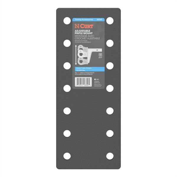 CURT Adjustable Pintle Mounts 48349 Mount, Adjustable, 20,000 lbs. , 6-Position Mounting, 2 1/2 in. Square Receiver Style, Steel, 12 1/2 in. High, 10 3/4 in. Long, Black, Each thumbnail 3