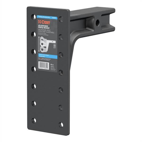 CURT Adjustable Pintle Mounts 48349 Mount, Adjustable, 20,000 lbs. , 6-Position Mounting, 2 1/2 in. Square Receiver Style, Steel, 12 1/2 in. High, 10 3/4 in. Long, Black, Each thumbnail 4