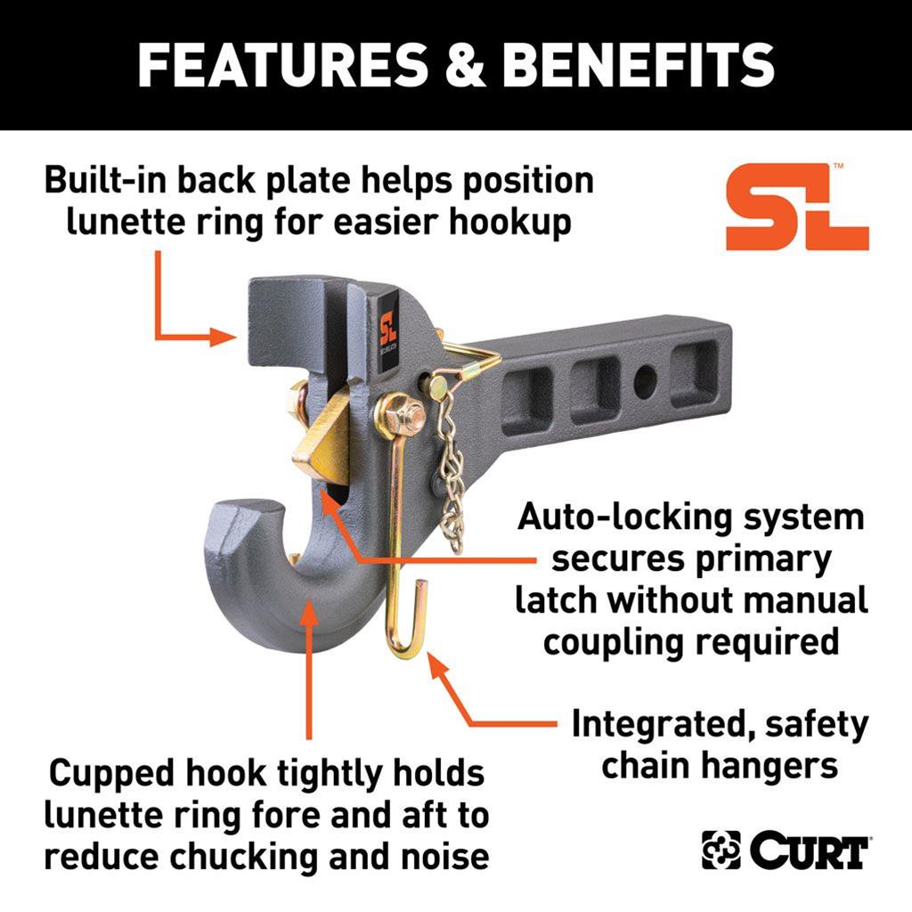 Curt Manufacturing Tow Hooks and Covers 48405 Hook, SecureLatch Hook thumbnail 3