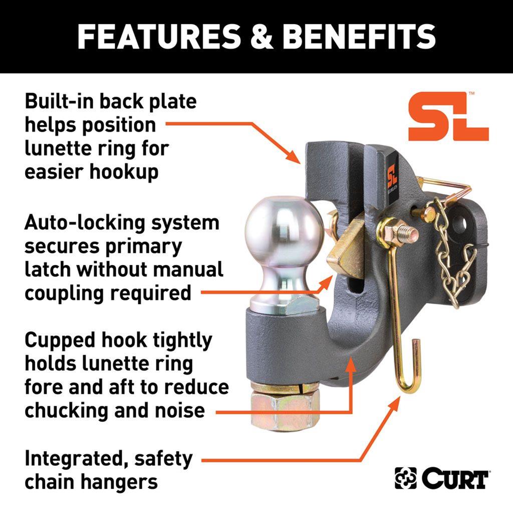 CURT SecureLatch Ball/Pintle Hooks 48410 Pintle, Pintle thumbnail 3