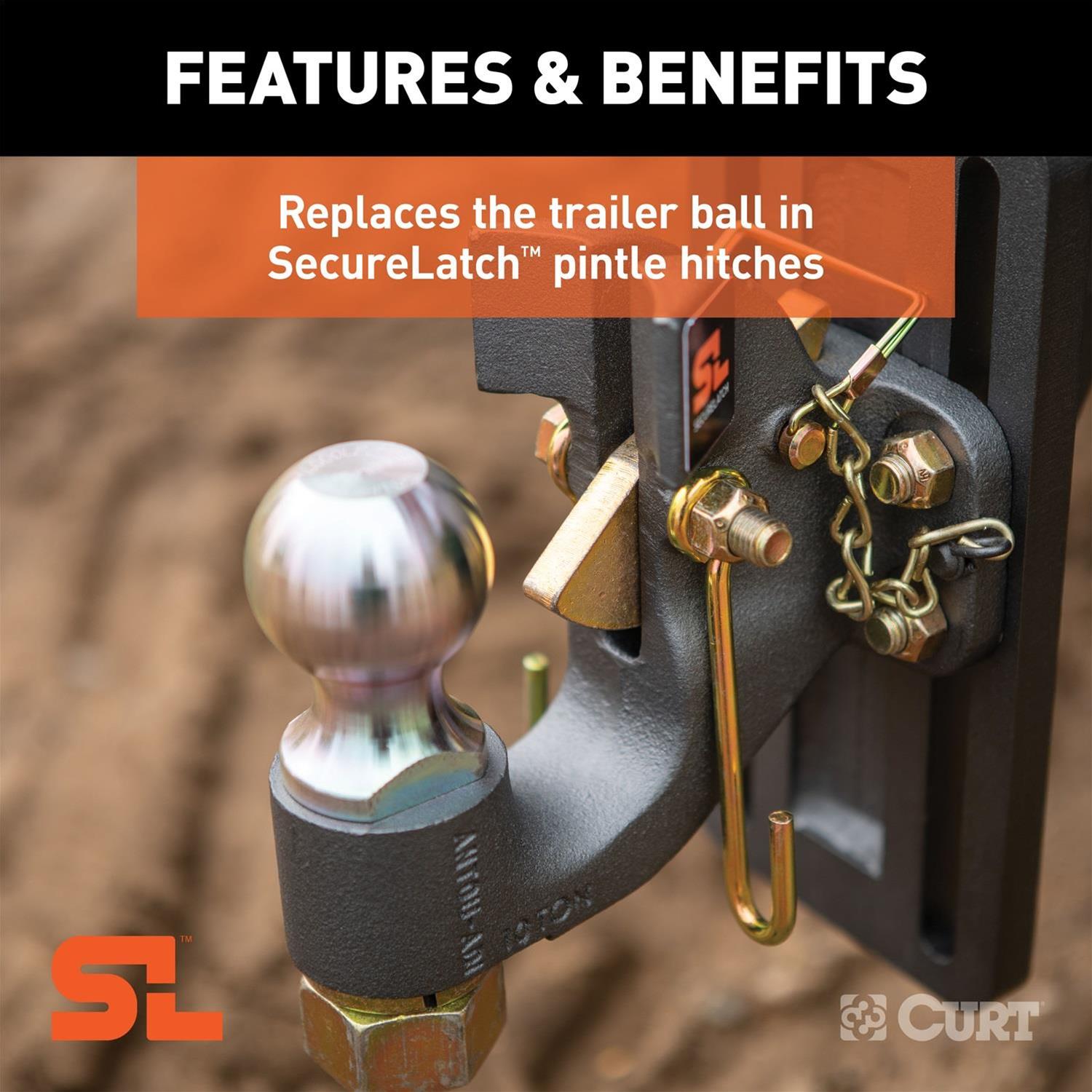 Curt Manufacturing Hitch Balls 48430 Tow Ball, SecureLatch Ball thumbnail 3