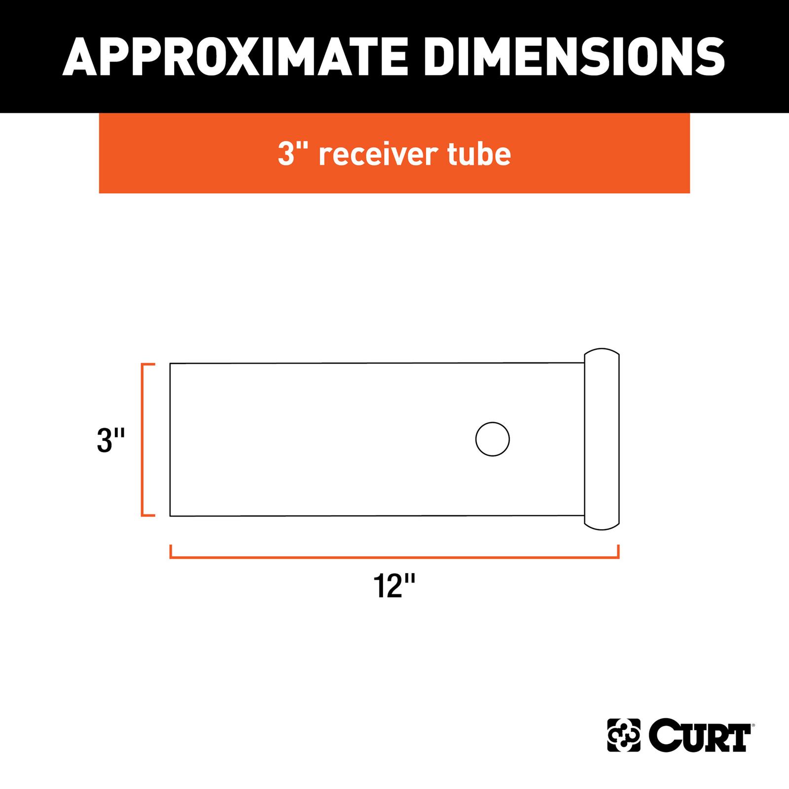 CURT Trailer Hitch Receiver Tubing 49513 Tube, Steel, Natural, 12 in. Length, for 3 in. Size, Each thumbnail 2
