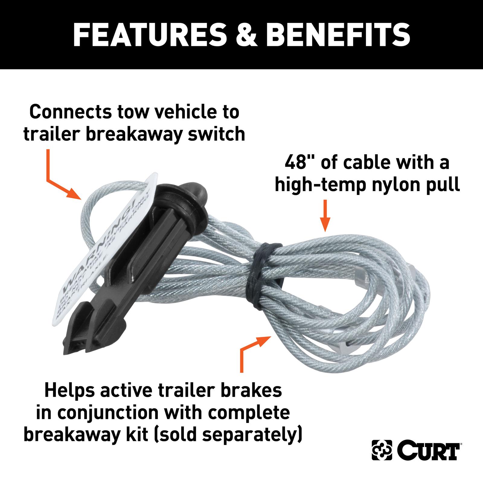 Curt Manufacturing Fastener Pull Wires 52021 Trailer Brake Control Lanyard thumbnail 2