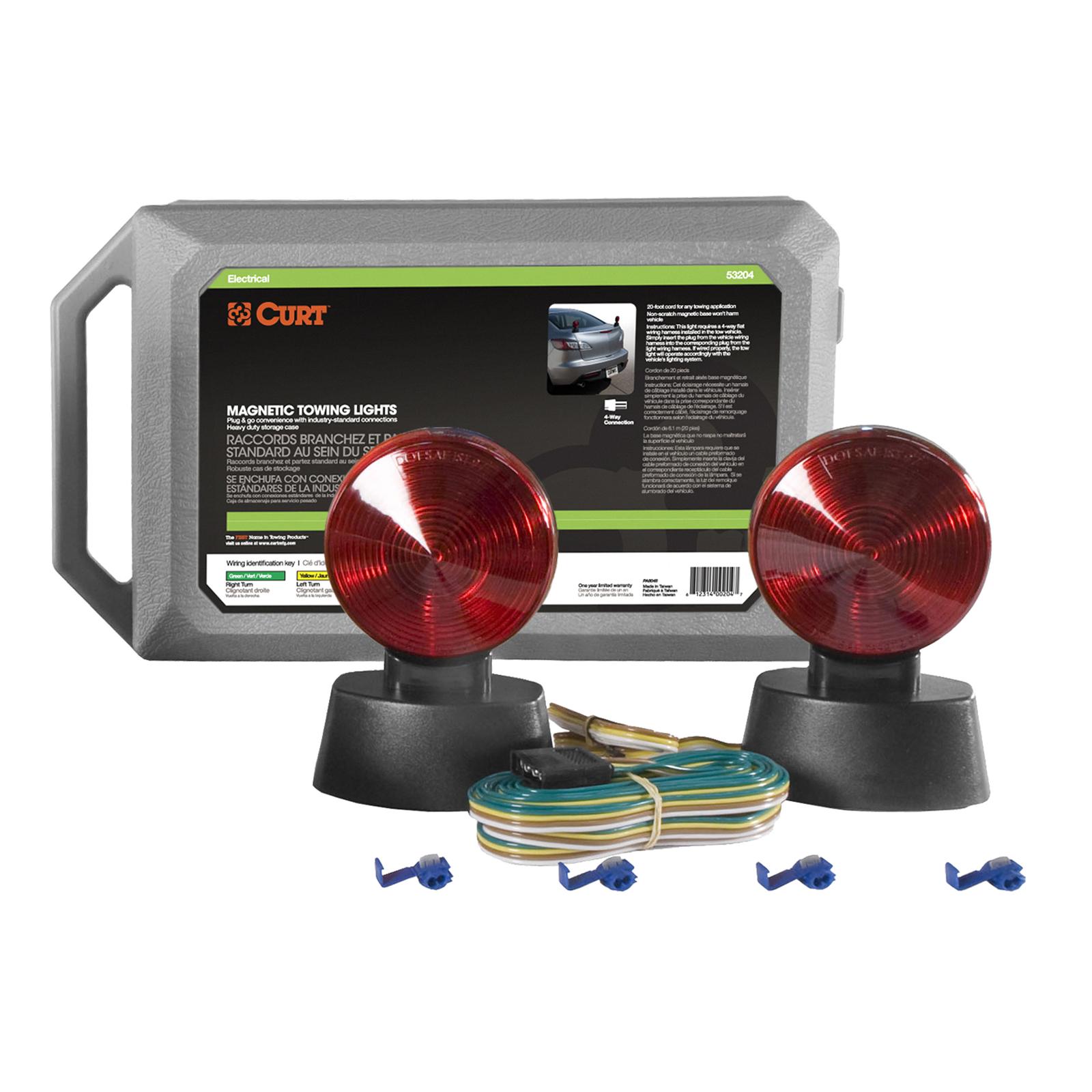 CURT Towing Lights 53204 Auxiliary Light, Magnetic Light, 20 ft. cord, 4-Way Flat Plug, Heavy Duty Storage Case, Kit thumbnail 2