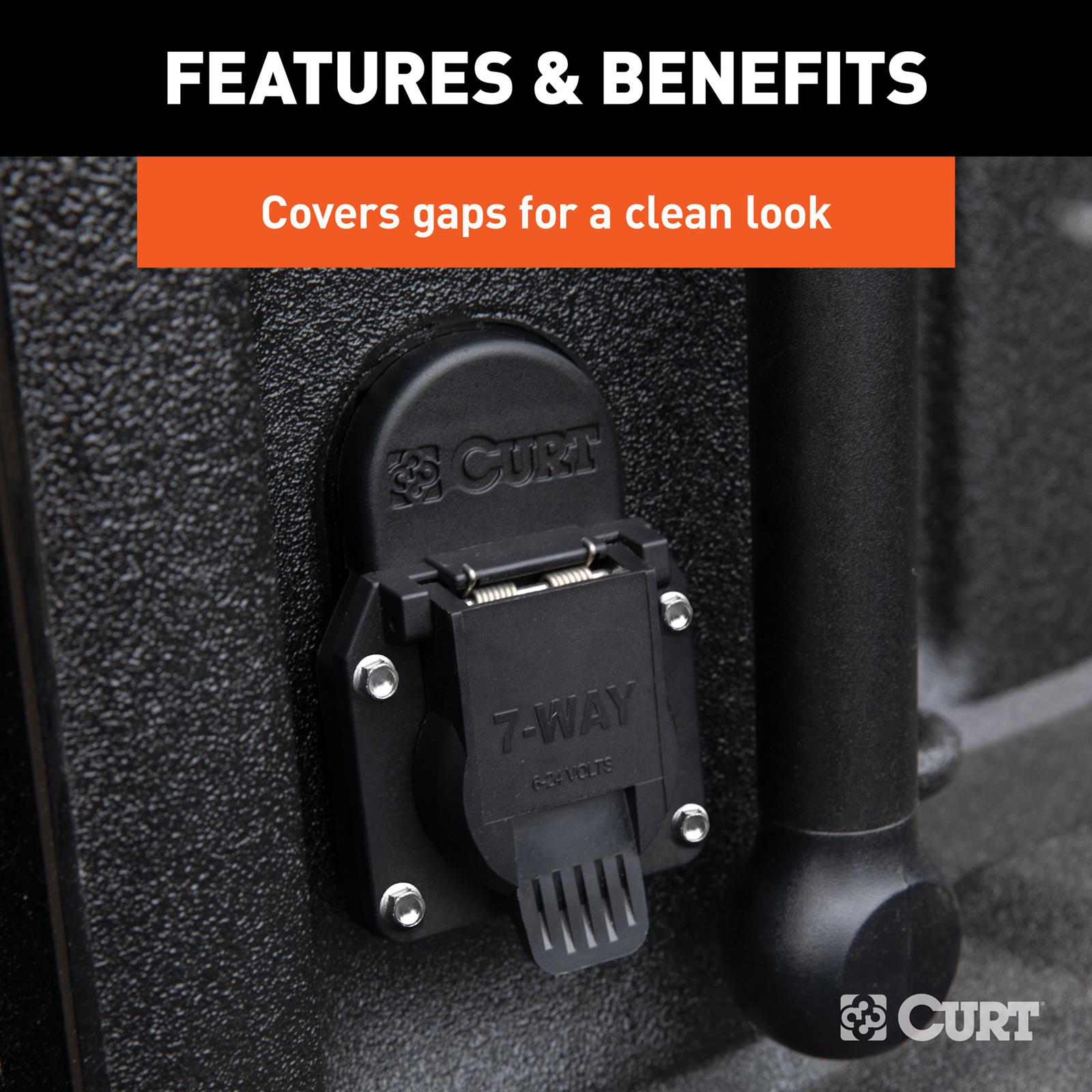 CURT Trailer Wiring Harness Opening Cover Plates 55417 Connector Dust Cover, 7-Way to Fit Factory Truck Bed Connector Opening, Chevrolet/GMC, Each thumbnail 5