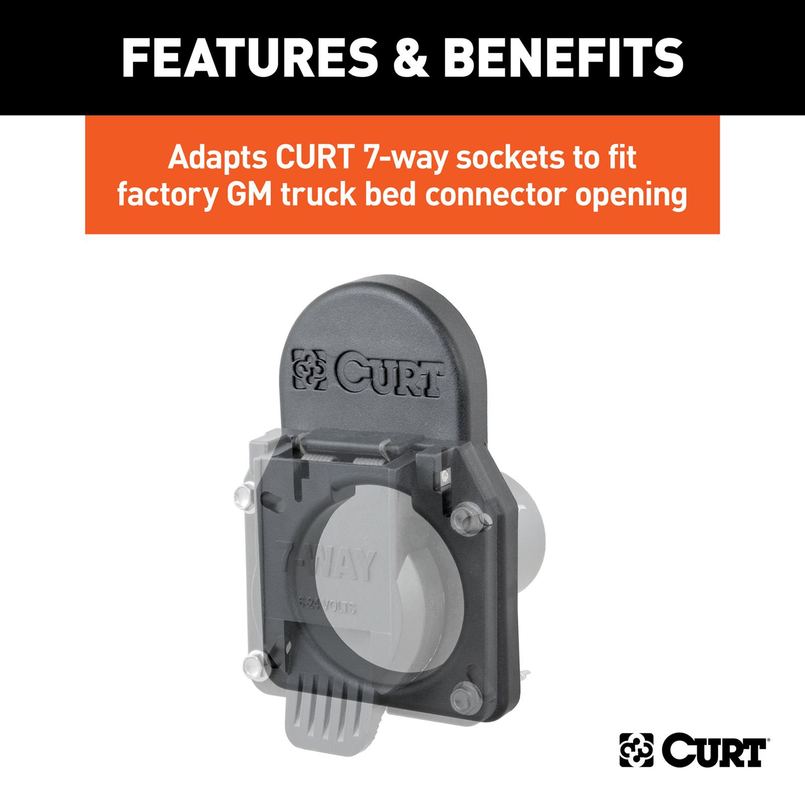 CURT Trailer Wiring Harness Opening Cover Plates 55417 Connector Dust Cover, 7-Way to Fit Factory Truck Bed Connector Opening, Chevrolet/GMC, Each thumbnail 4