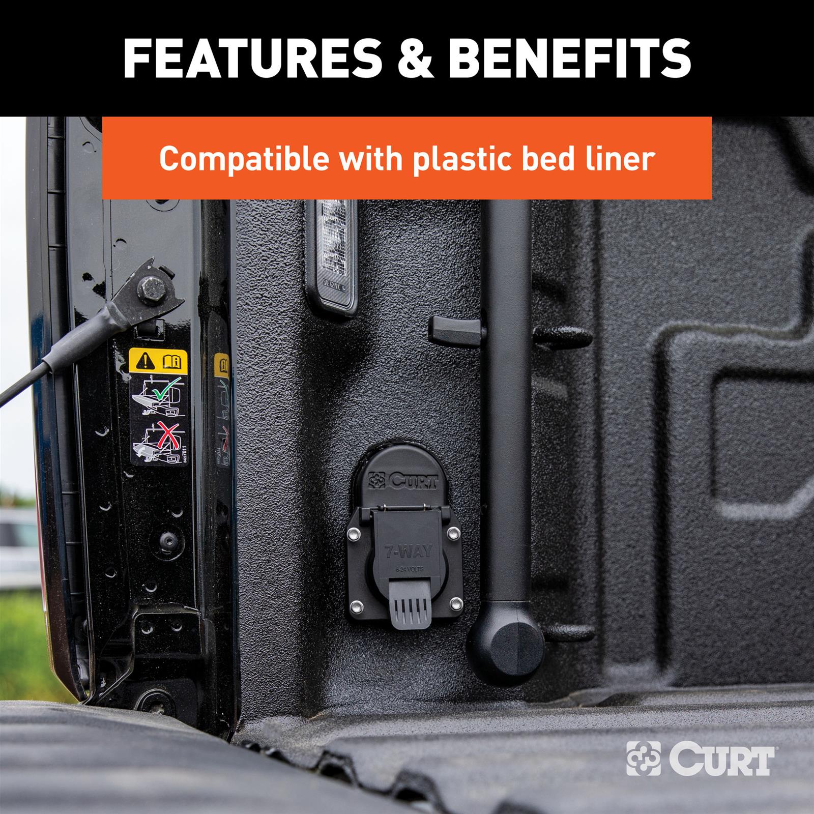 CURT Trailer Wiring Harness Opening Cover Plates 55417 Connector Dust Cover, 7-Way to Fit Factory Truck Bed Connector Opening, Chevrolet/GMC, Each thumbnail 6