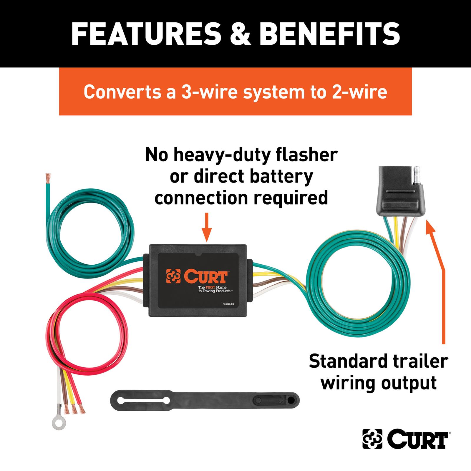 CURT Non-Powered 3-to-2-Wire Taillight Converters 56175030 Vehicle Towing Harness Adapter, Trailer Wire Converter, Converters, Pack of 30 thumbnail 2