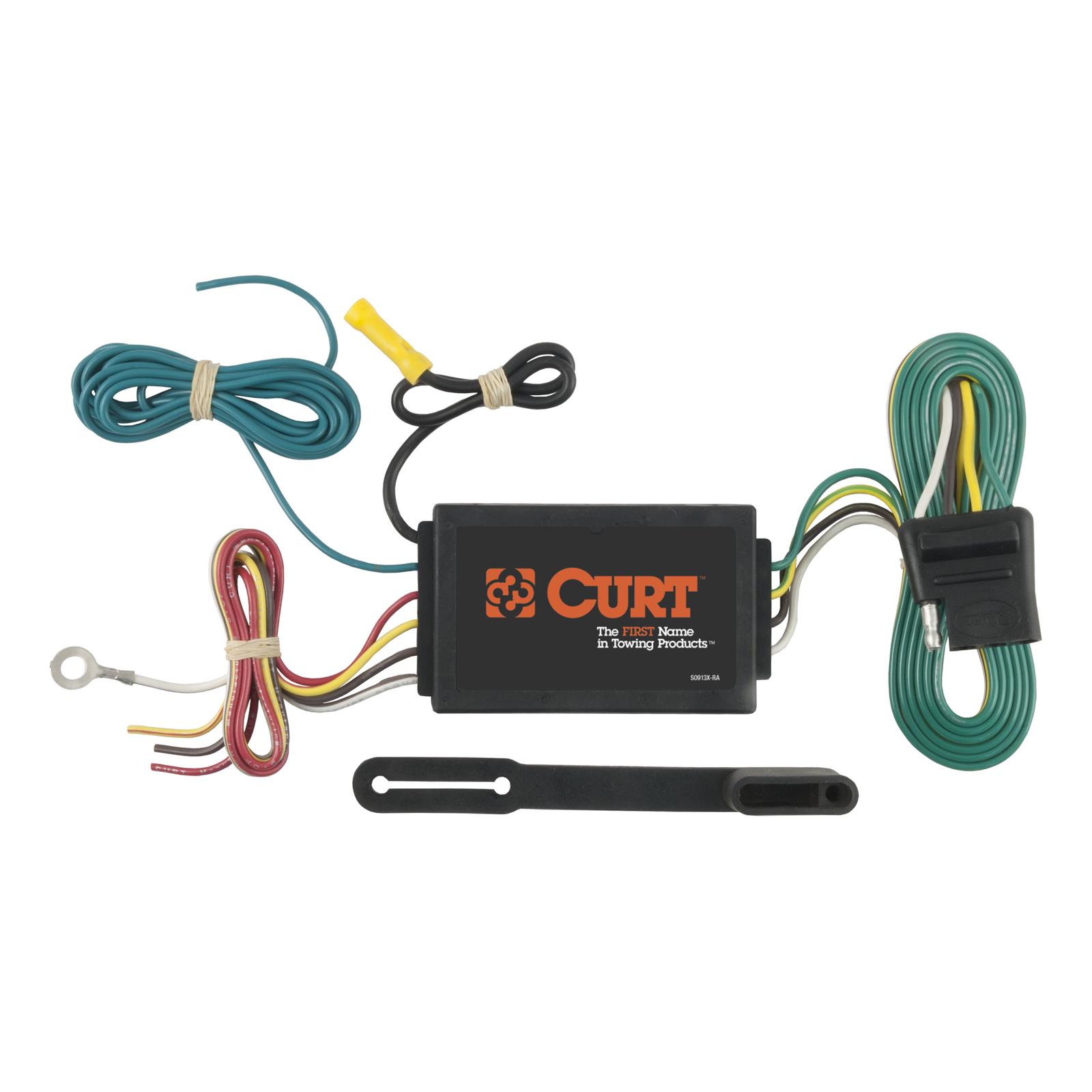 CURT Manufacturing 56190 Powered 3-to-2-Wire Splice-in Trailer Tail Light Converter with 4-Pin Wiring Harness