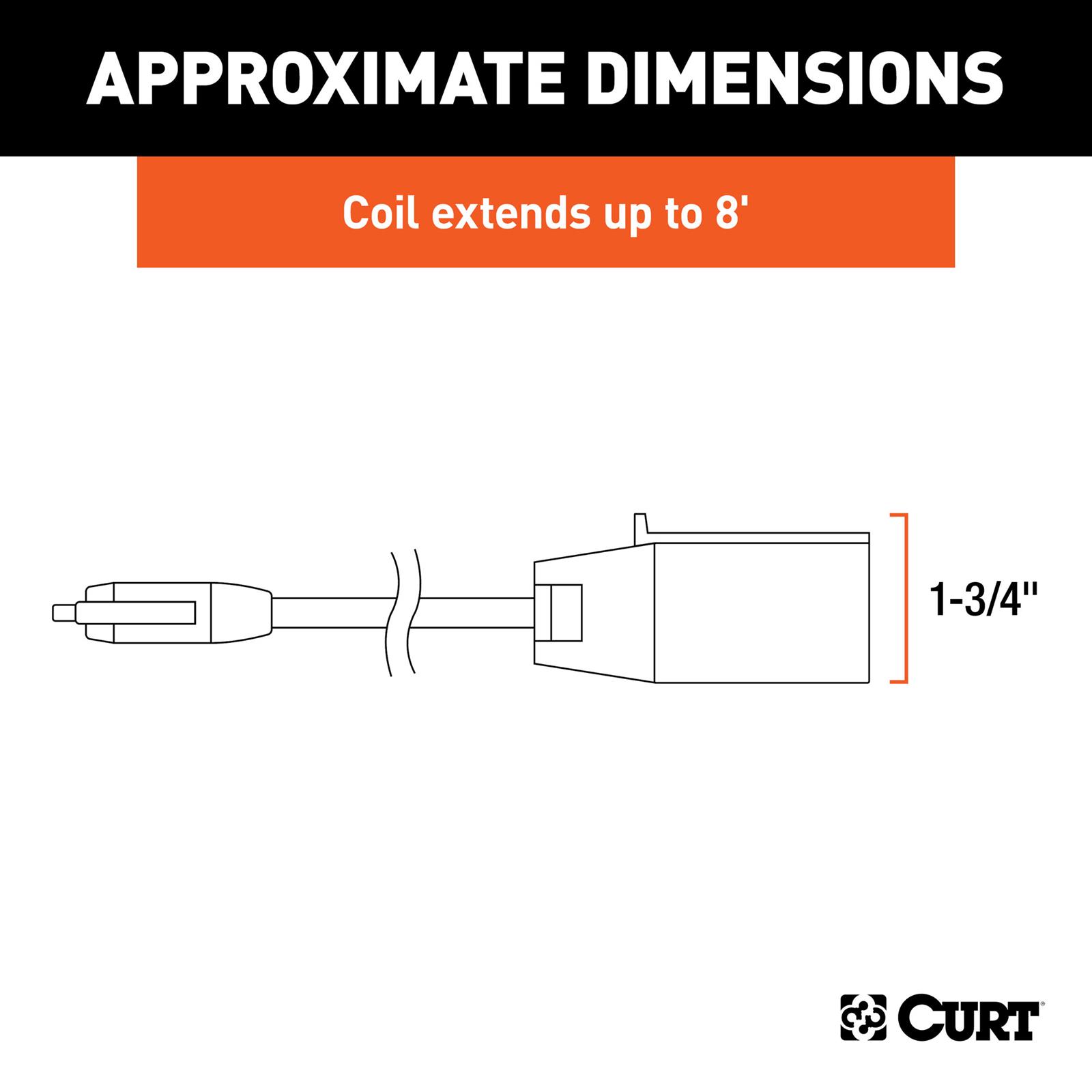 CURT Trailer Harness Adapters 57280 Vehicle Towing Adapter, Adapter, 7-Way RV Blade to 4-Way Flat, 8 ft. Cable, Universal, Each thumbnail 4