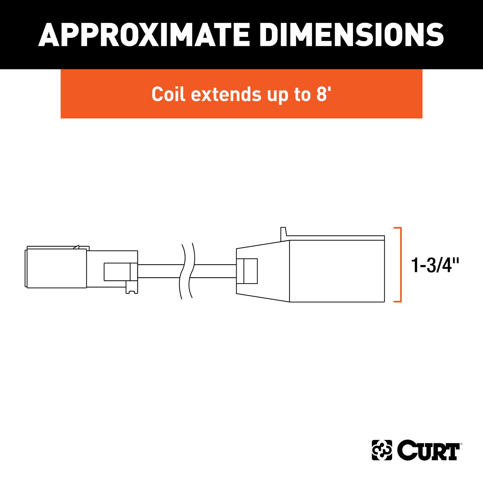 Curt Manufacturing Trailer Wiring Harnesses 57283 RV Electrical Adapter, 8' Dinghy Towing Adapter & Socket (7-Way RV Blade to 6-Way Round Vehicle) thumbnail 3