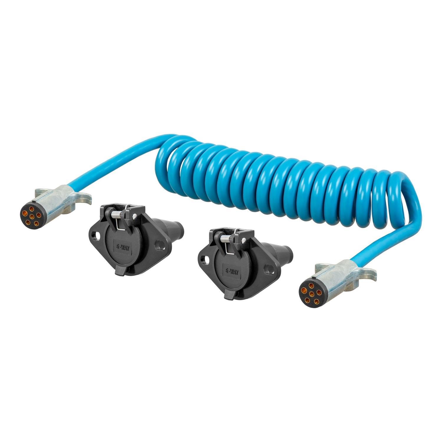 Curt Manufacturing Trailer Wiring Harnesses 57286 RV Electrical Adapter, 8' Dinghy Towing Electrical Extension & Sockets (6-Way Round) thumbnail 3