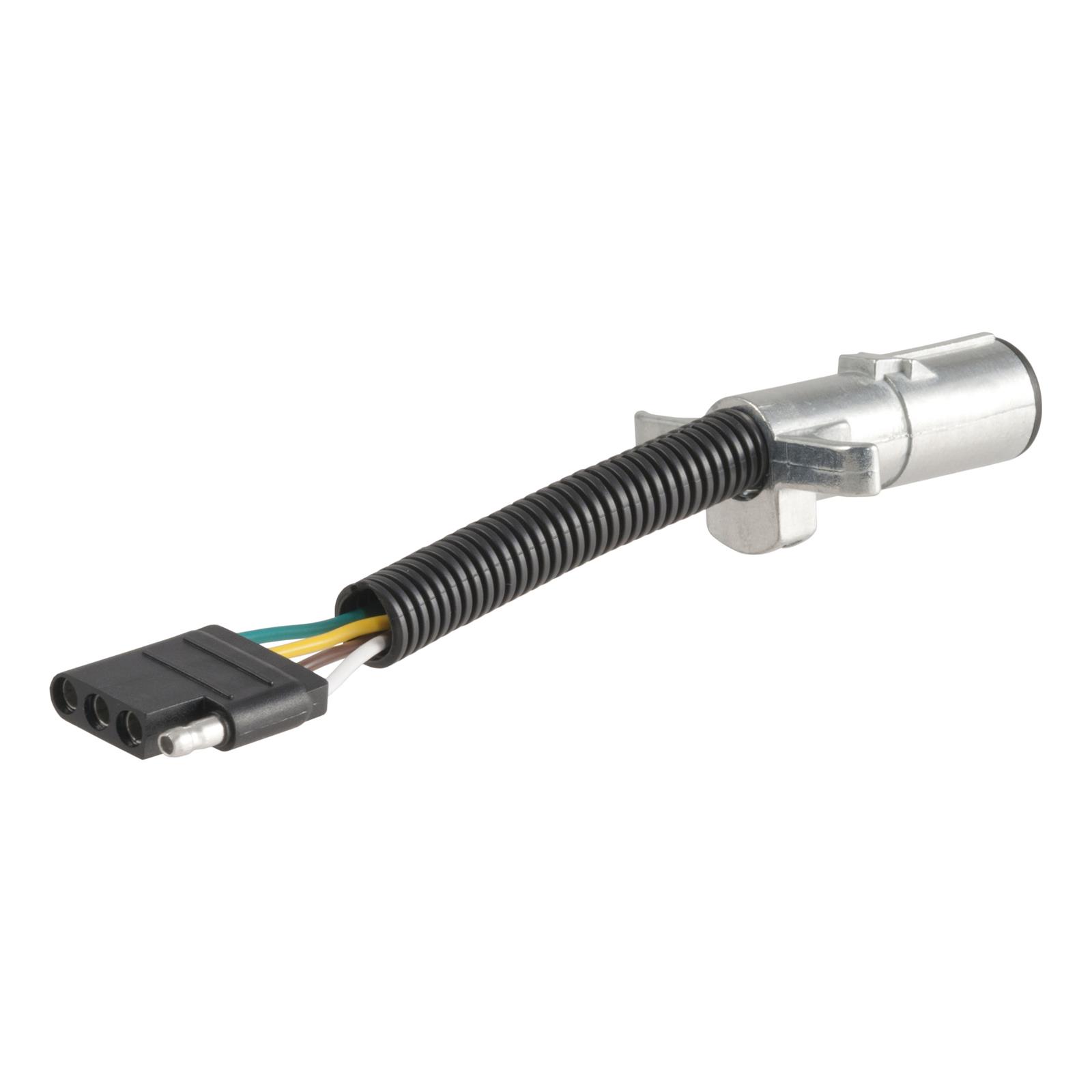 CURT Trailer Harness Adapters 57444 Vehicle Towing Adapter, 4 Way Round to 4 Way Flat