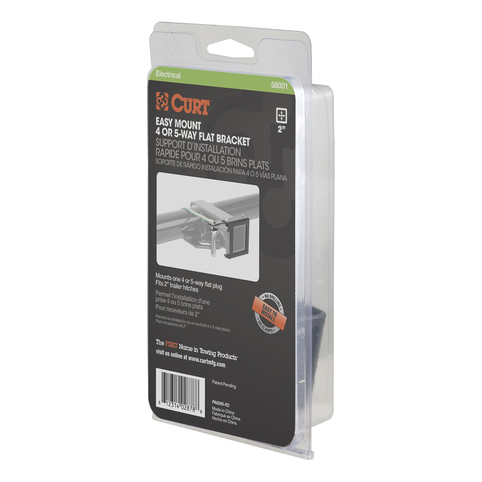 CURT Trailer Wire Connector Brackets 58001 Bracket, Type, Steel, Black, Designed for 2 in. Square Tube Receiver Hitch, Each thumbnail 4