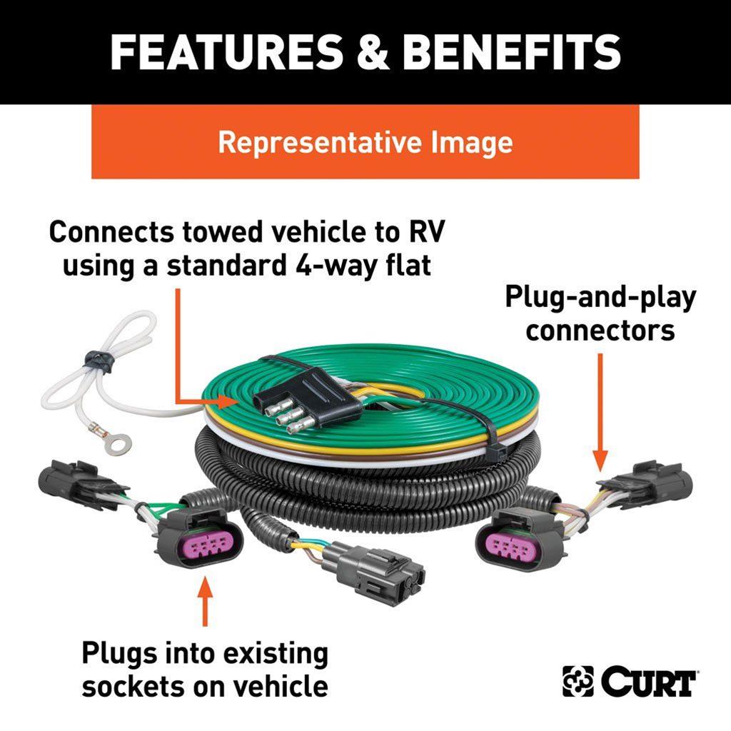 Curt Manufacturing - Trailer Wiring Harnesses for 2016-2018 MDX 58955 Connector Kit, Custom Towed-Vehicle RV Harness thumbnail 2