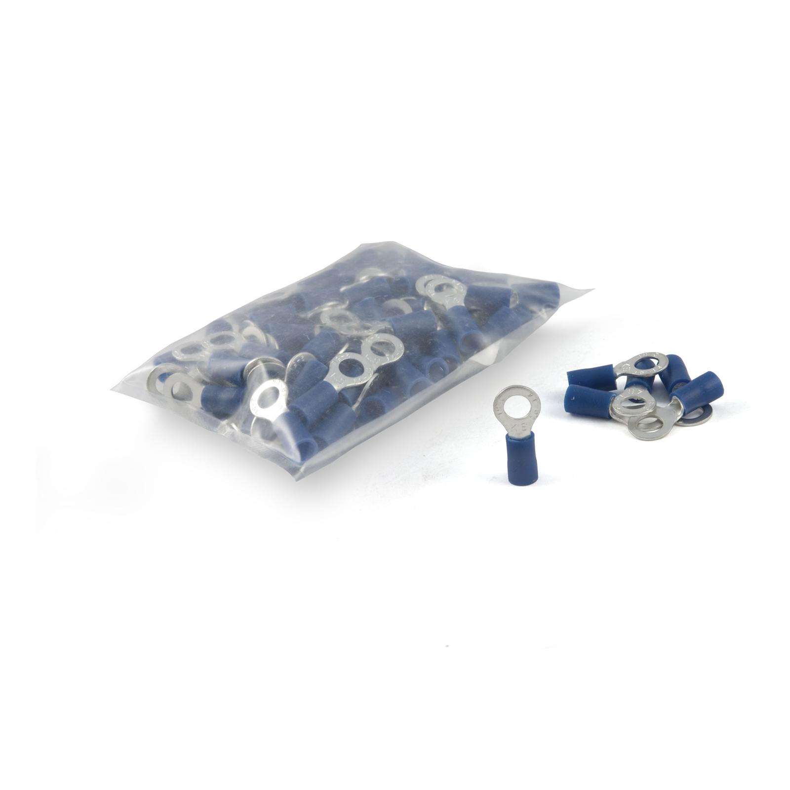 CURT Insulated Ring Terminals 59521 Wiring Connectors, Terminals, #10 Stud Style, 14 To 16-gauge, Blue, Set of 100