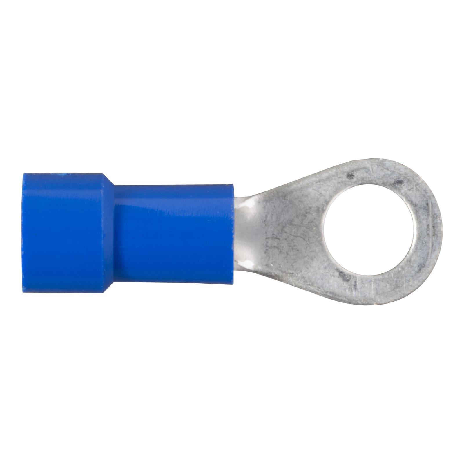 CURT Insulated Ring Terminals 59521 Wiring Connectors, Terminals, #10 Stud Style, 14 To 16-gauge, Blue, Set of 100 thumbnail 2