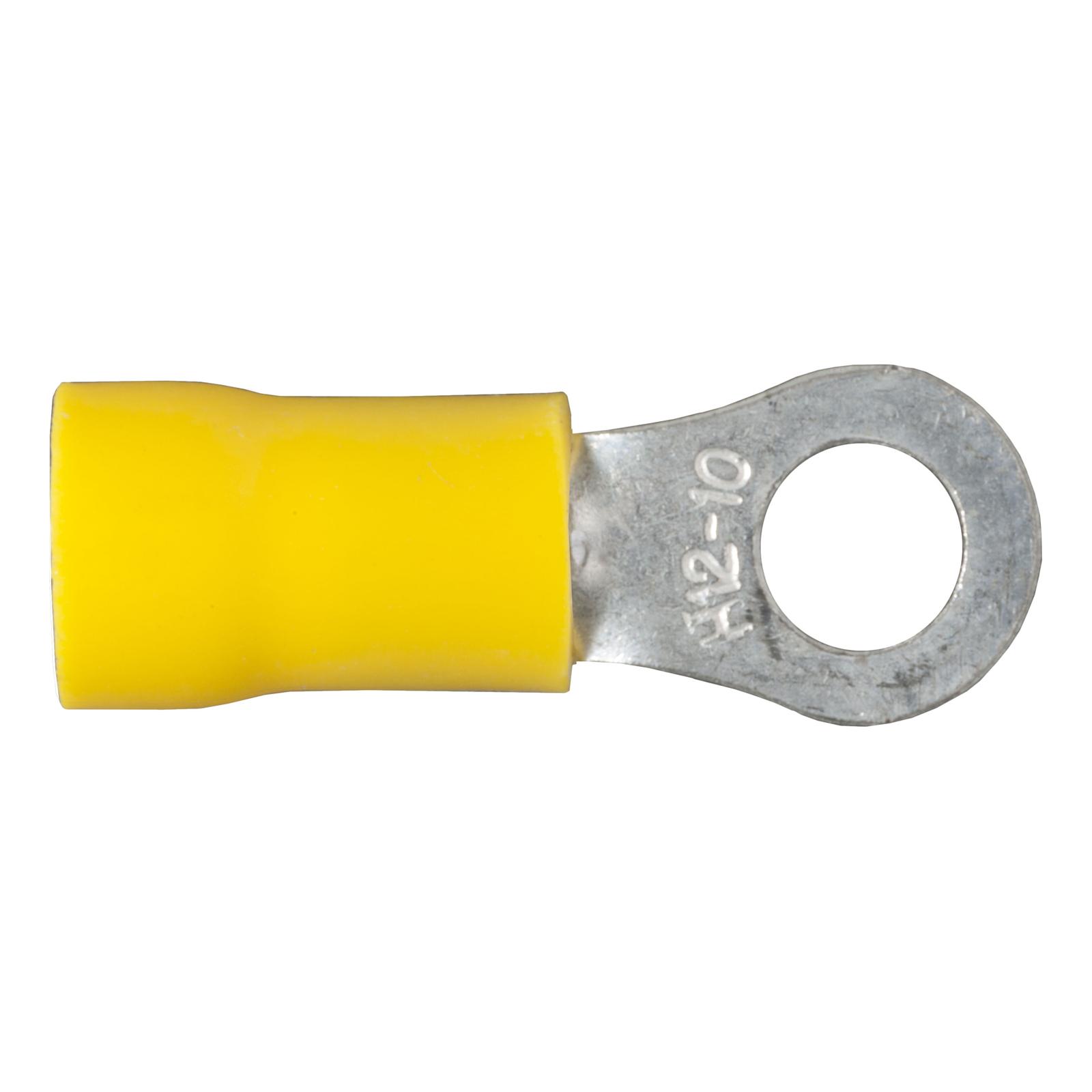 CURT Insulated Ring Terminals 59531 Wiring Connectors, Terminals, #10 Stud Ring, 10 To 12-gauge, Yellow, Set of 100