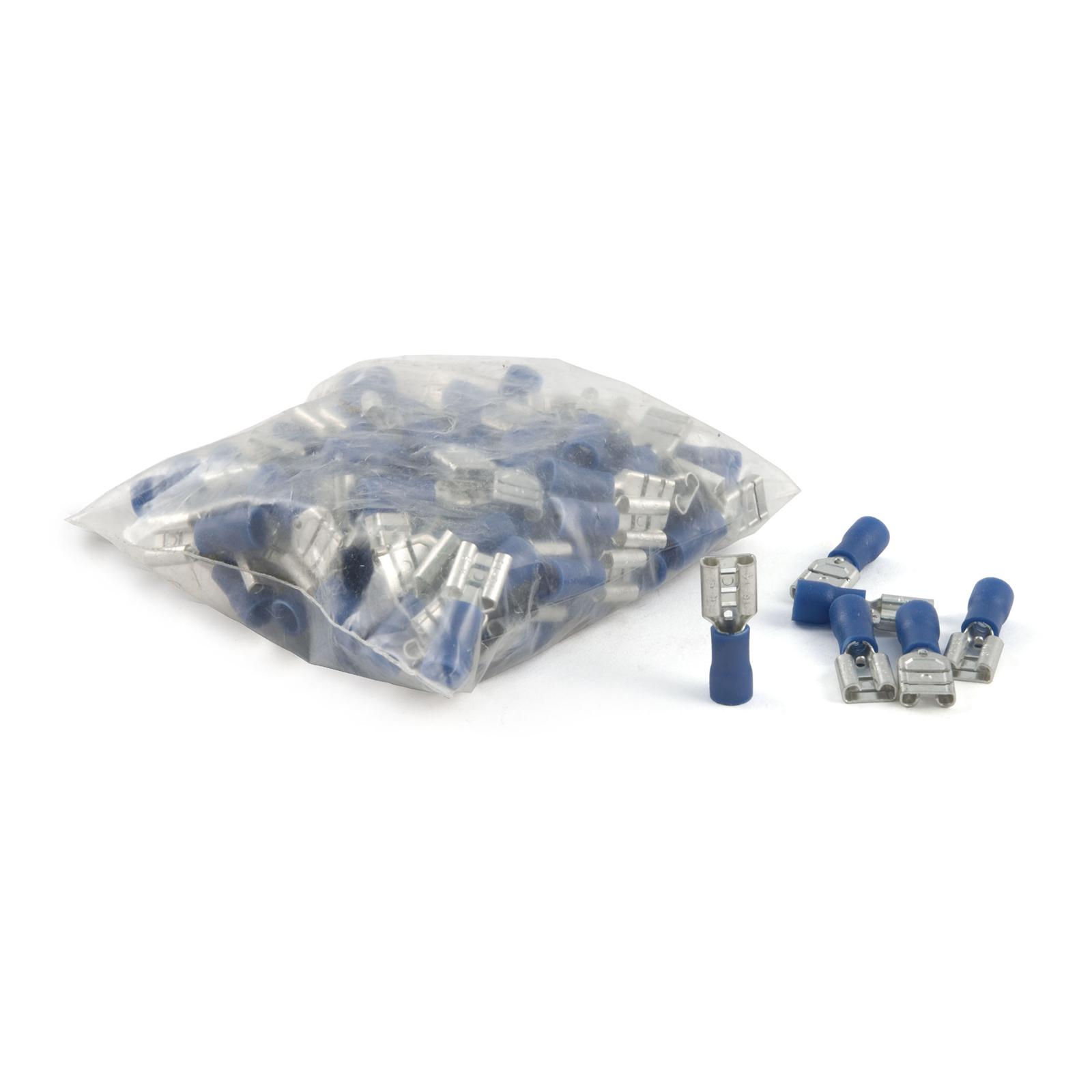 CURT Insulated Quick-Connectors 59592 Wiring Connectors, Quick Connectors, Female Type, Spade Style, 14 To 16-gauge, Blue, Set of 100 thumbnail 2