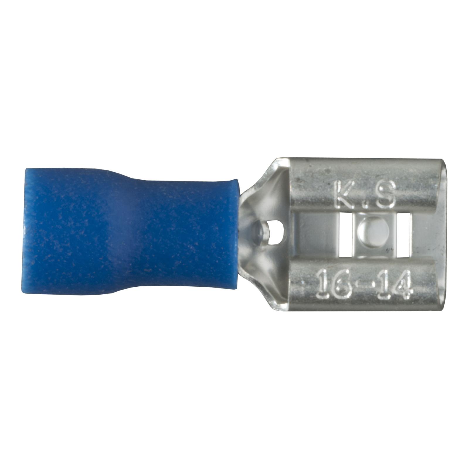 CURT Insulated Quick-Connectors 59592 Wiring Connectors, Quick Connectors, Female Type, Spade Style, 14 To 16-gauge, Blue, Set of 100