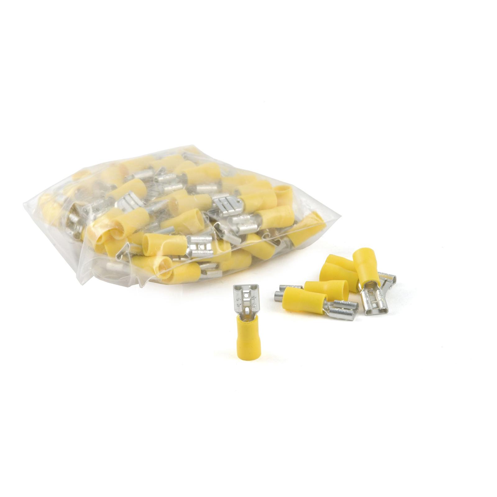 CURT Insulated Quick-Connectors 59593 Wiring Connectors, Quick Connectors, Female Type, Spade Style, 10 To 12-gauge, Yellow, Set of 100