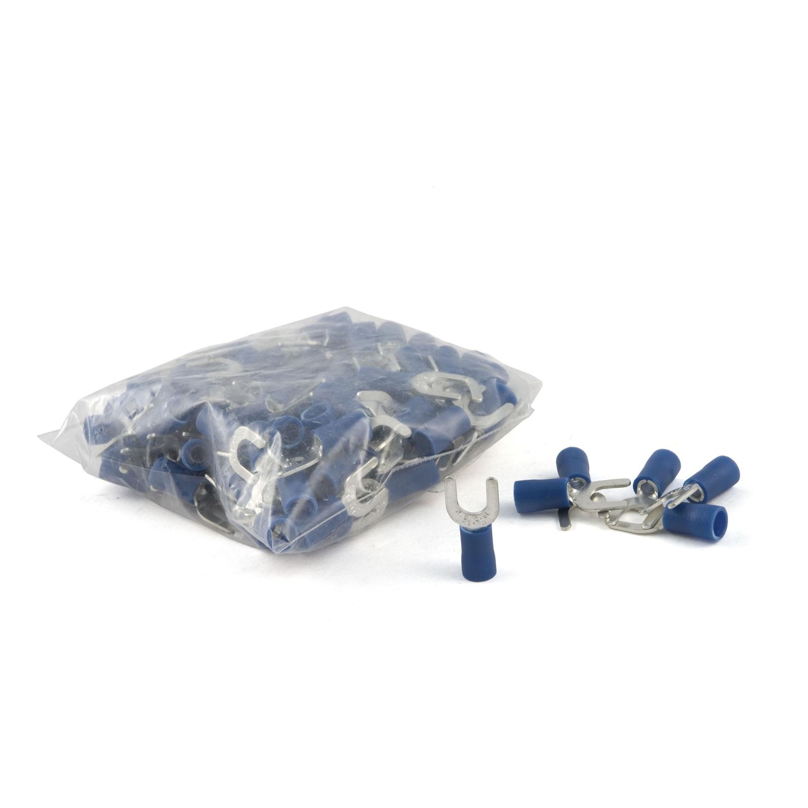 CURT Spade Terminals 59621 Wiring Connectors, Terminals, #10 Stud Style, 14 To 16-gauge, Blue, Set of 100