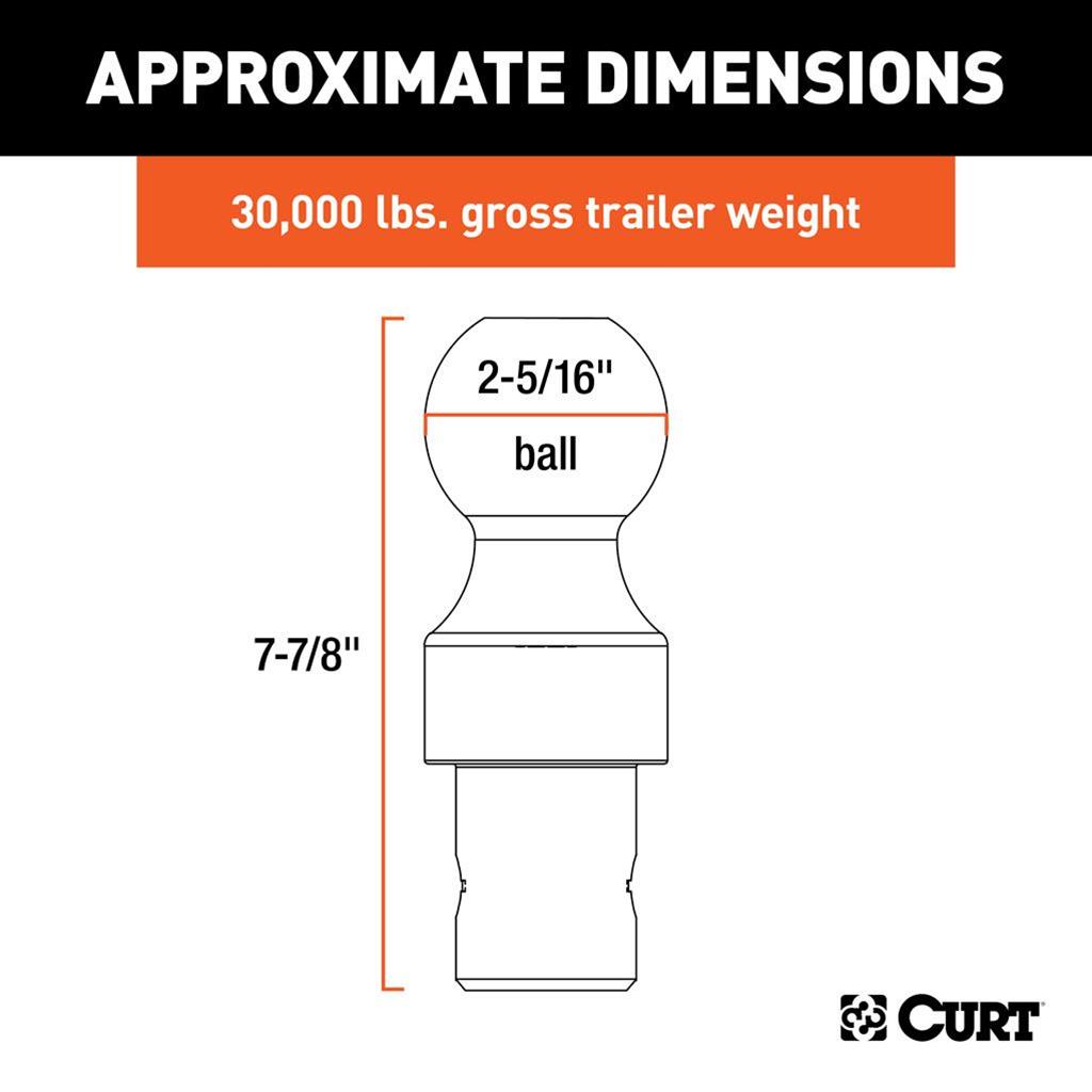 CURT Gooseneck Hitch Balls 60627 Trailer Ball, 2-5/16" OEM-Style Ball, 38,000 lbs. thumbnail 4