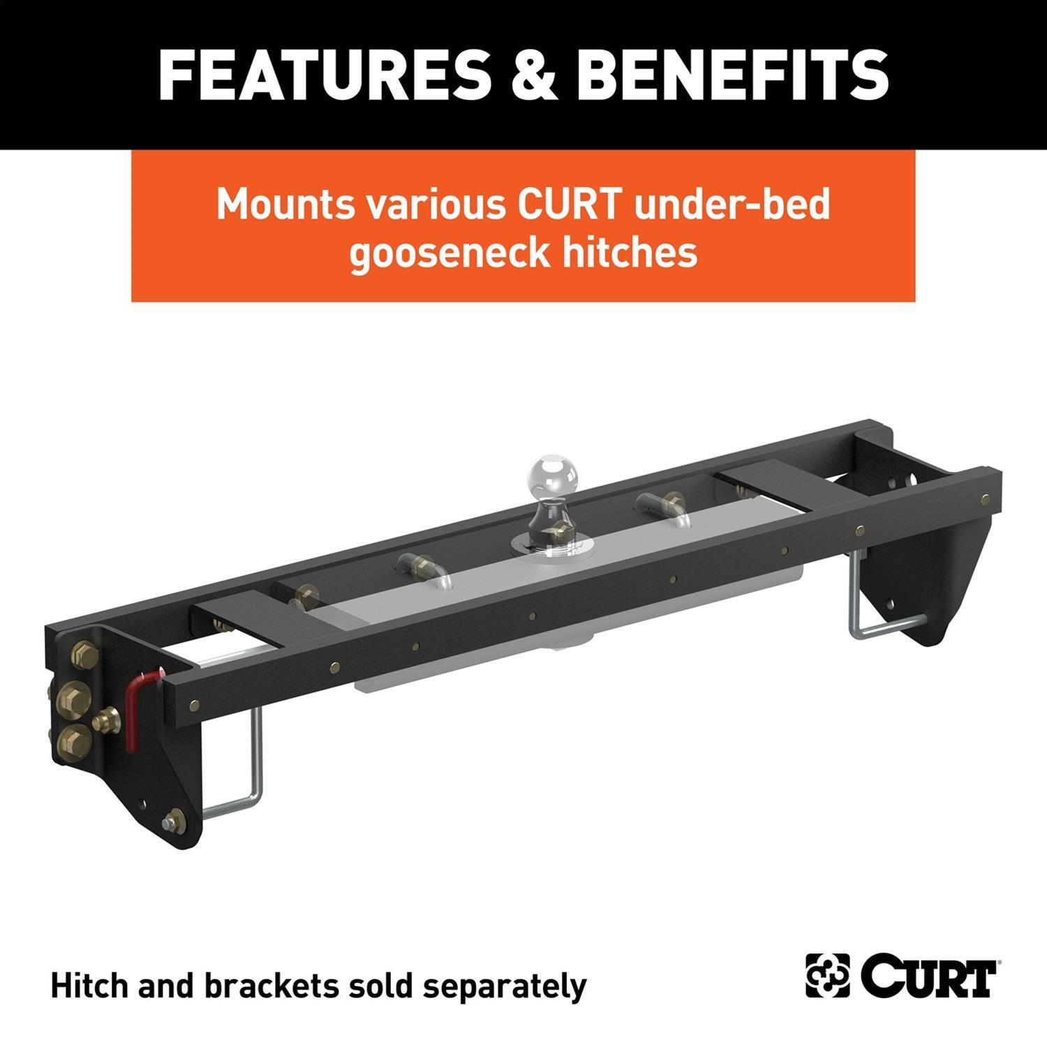 Curt Manufacturing Gooseneck Hitch Mounting Kits 60701 Kits, Double Lock EZr Install Brackets, Select Silverado, Sierra 2500, 3500 HD thumbnail 2