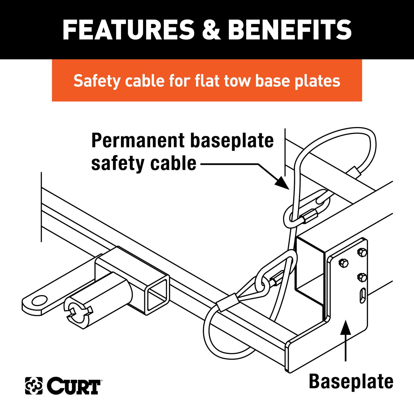 CURT Safety Cables 70007 Cable Assembly, Eyelet Ends, 3/8 in. Diameter Steel Cable, Black Vinyl Coating, 7,500 lbs. Break Force, 36 in. Length, Each thumbnail 2