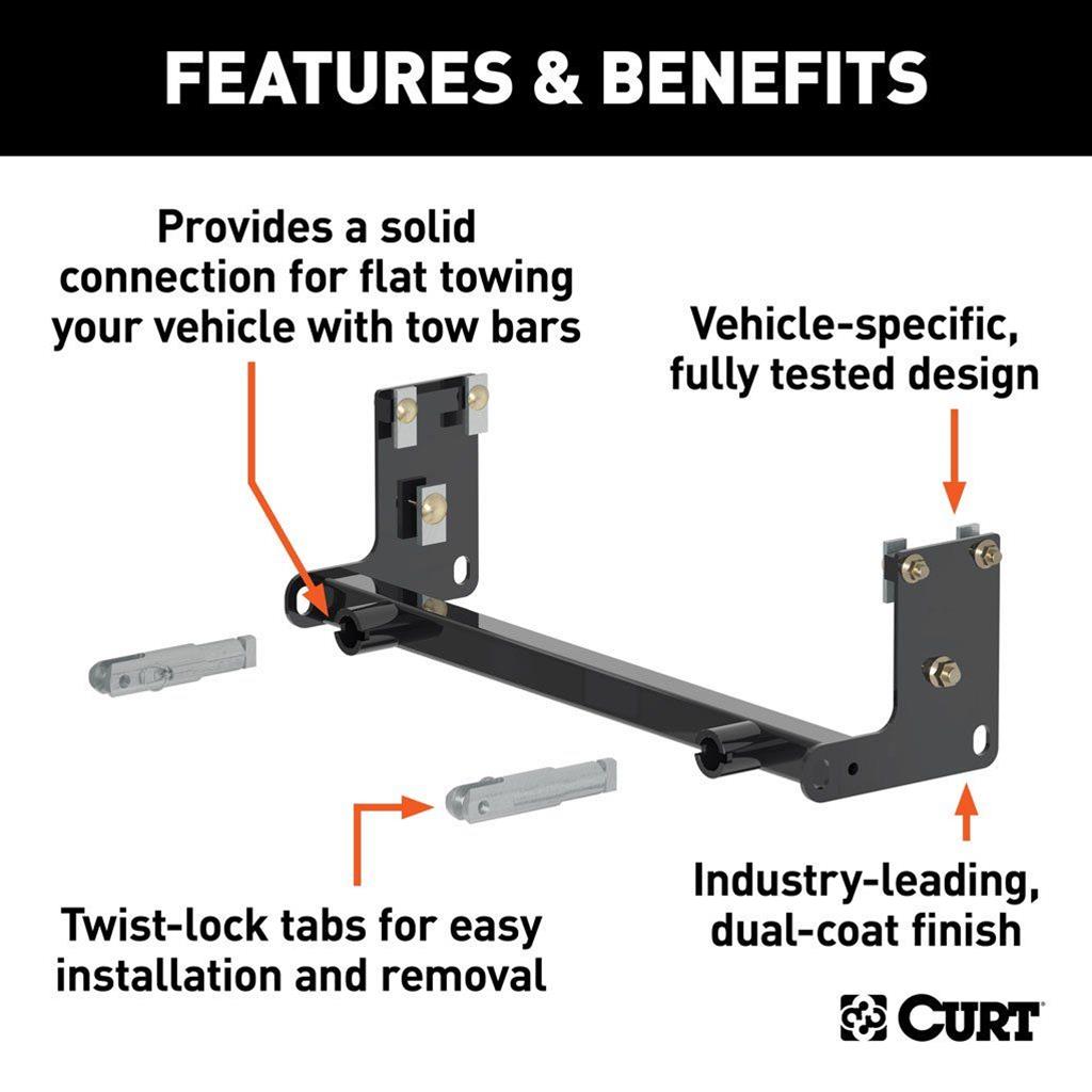 CURT Custom Tow Bar Base Plates for 2018-2024 EQUINOX - 70108 Adapter Bracket, Plate, Steel, Black Powdercoated, Chevrolet, Kit thumbnail 4