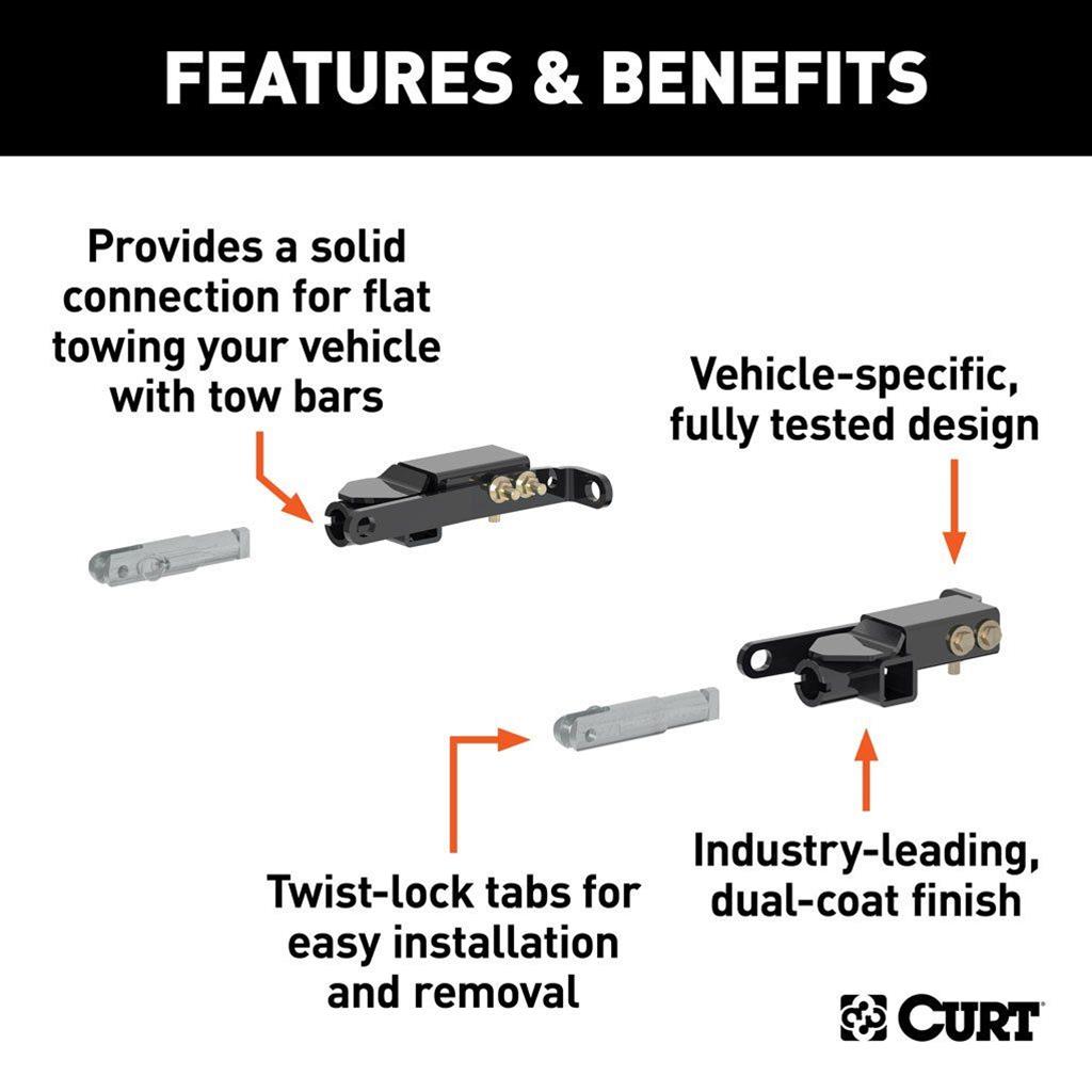 CURT Custom Tow Bar Base Plates 70111 Adapter Bracket, Plate, Steel, Black Powdercoated, Cadillac, Chevrolet, GMC, Kit thumbnail 2