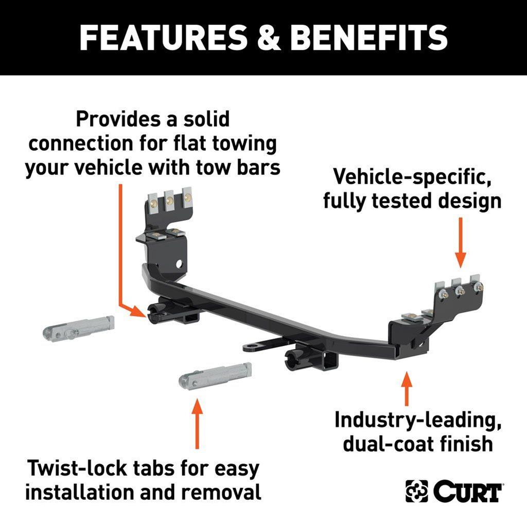 CURT Custom Tow Bar Base Plates for 2016-2018 FOCUS - 70113 Adapter Bracket, Plate, Steel, Black Powdercoated, Ford, Kit thumbnail 3