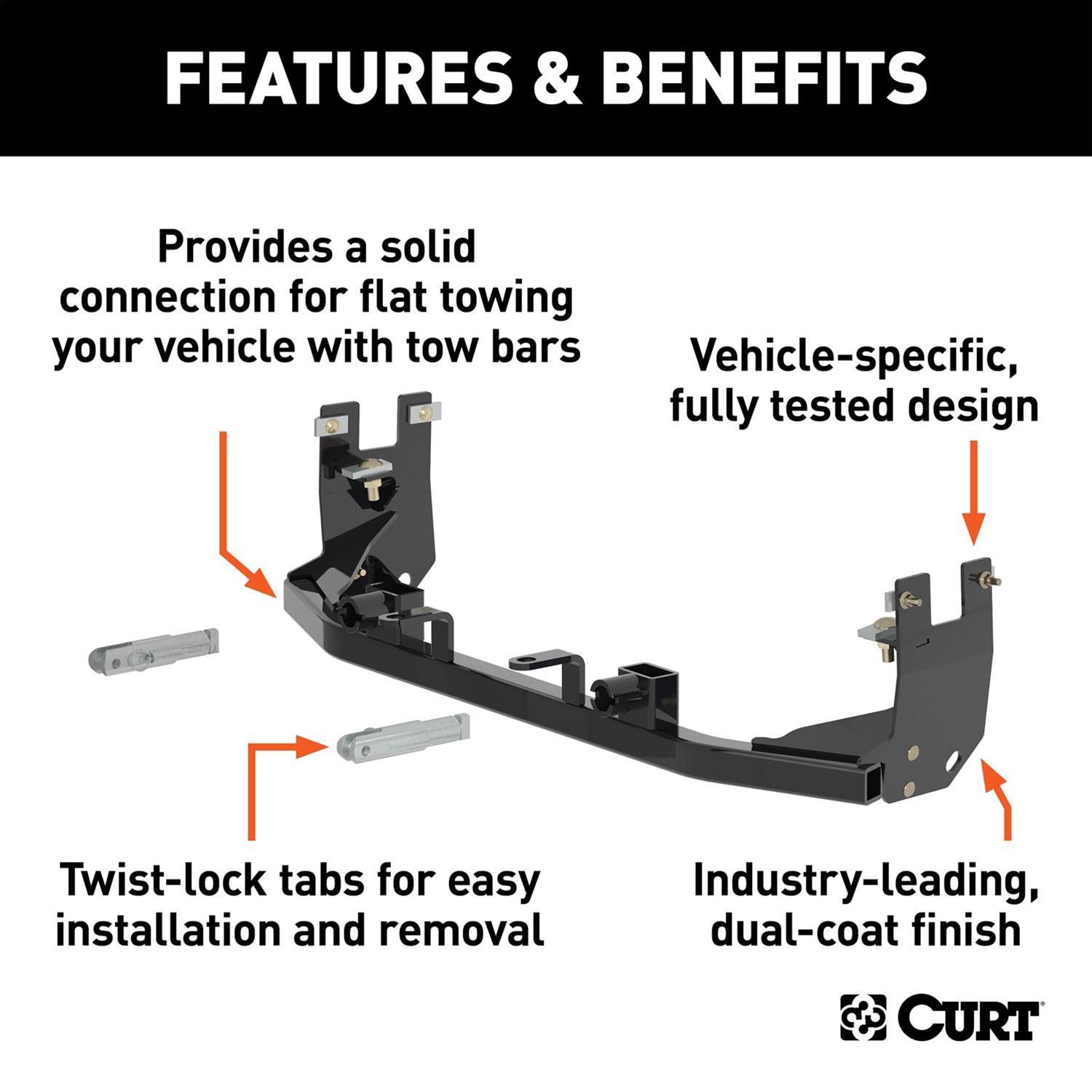 CURT Custom Tow Bar Base Plates for 2016-2019 EXPLORER - 70114 Adapter Bracket, Plate, Steel, Black Powdercoated, Ford, Kit thumbnail 2