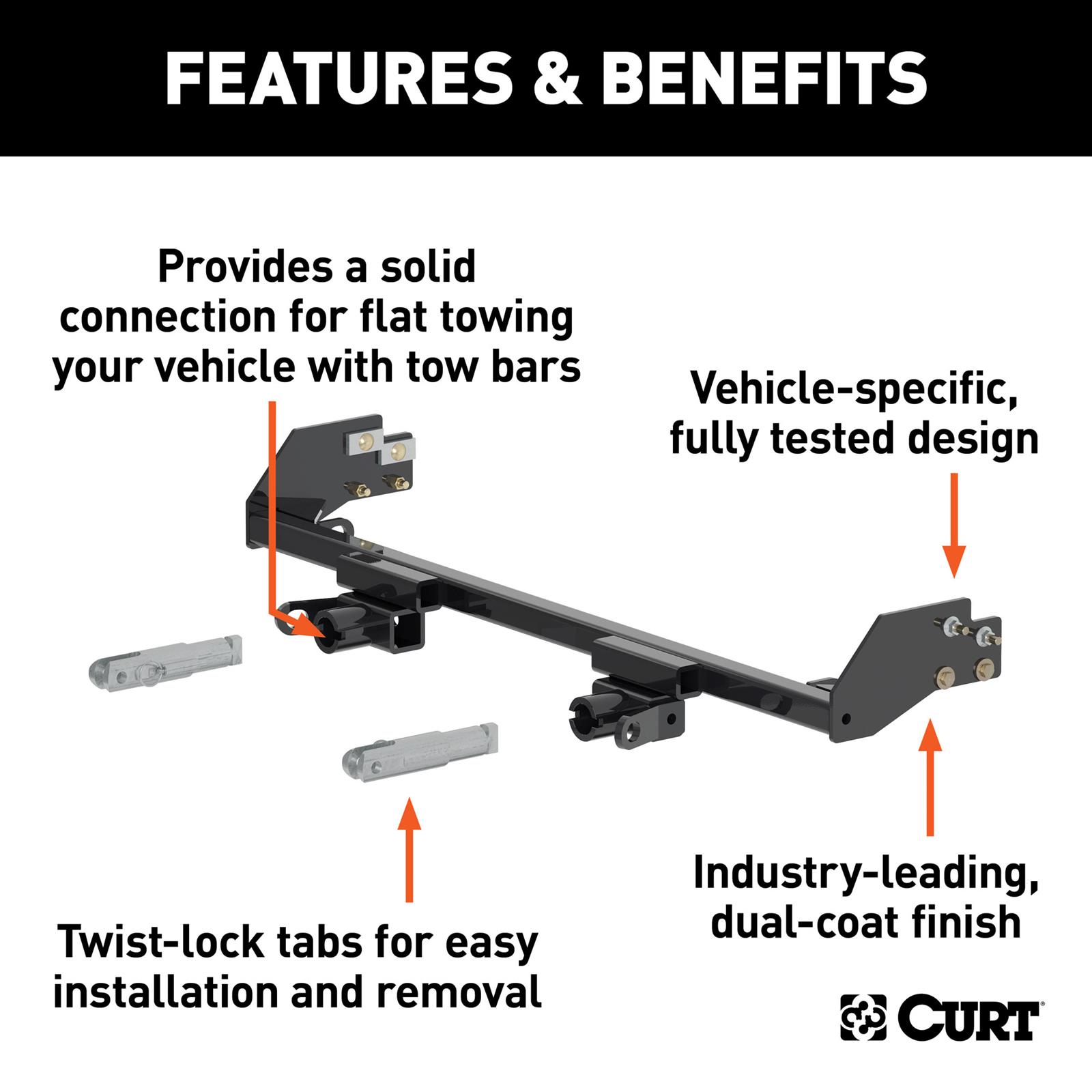 CURT Custom Tow Bar Base Plates for 2007-2011 CR-V - 70115 Adapter Bracket, Plate, Steel, Black Powdercoated, Honda, Kit thumbnail 3