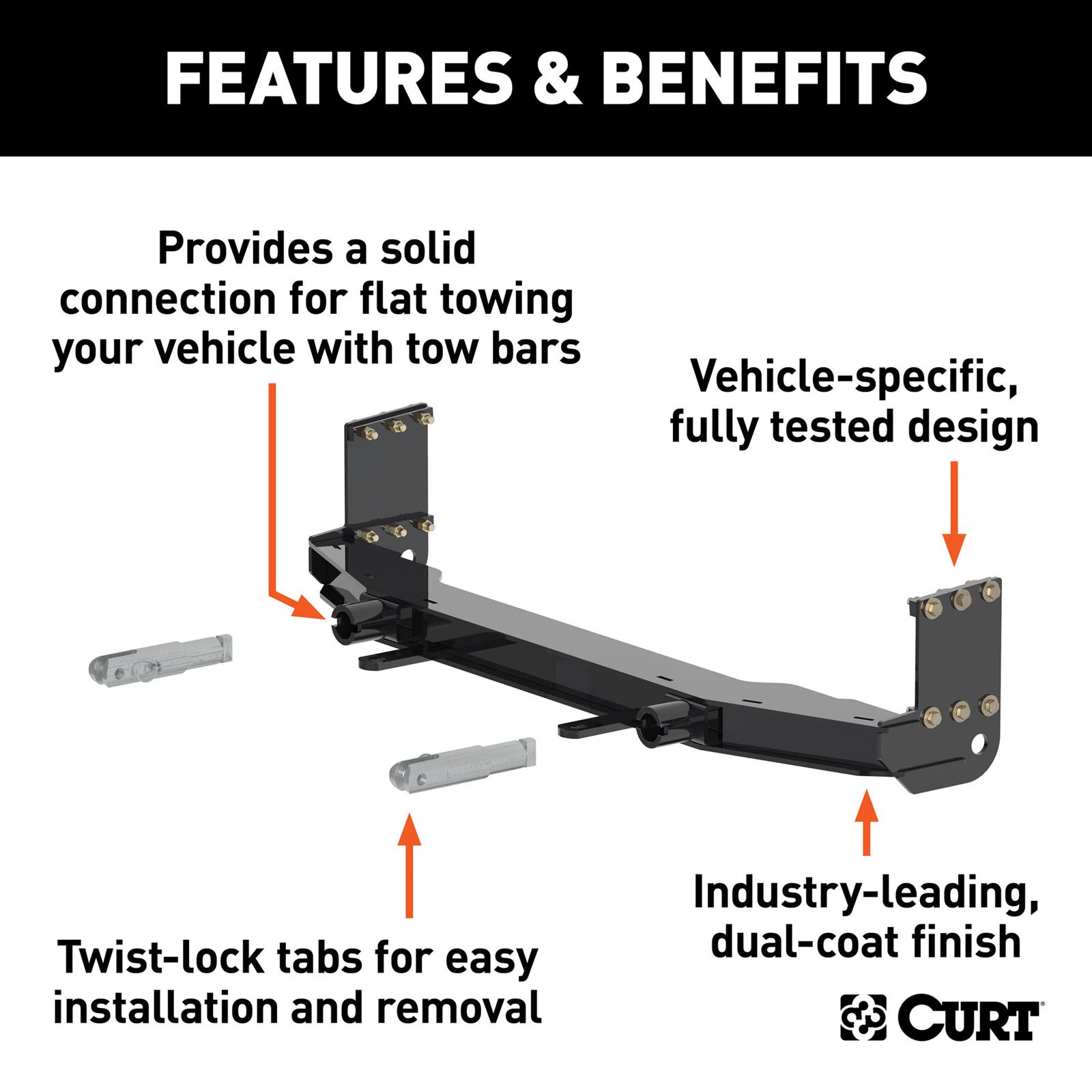 CURT Custom Tow Bar Base Plates for 2016-2020 ENVISION - 70117 Adapter Bracket, Plate, Steel, Black Powdercoated, Buick, Kit thumbnail 3