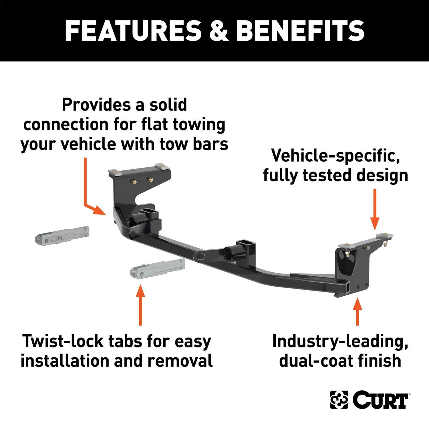 CURT Custom Tow Bar Base Plates for 2017-2019 ACADIA - 70118 Adapter Bracket, Plate, Steel, Black Powdercoated, GMC, Kit thumbnail 4