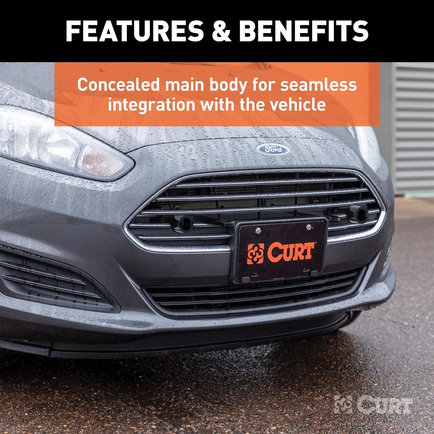CURT Custom Tow Bar Base Plates for 2014-2019 FIESTA - 70119 Adapter Bracket, Plate, Steel, Black Powdercoated, Ford, Kit thumbnail 6