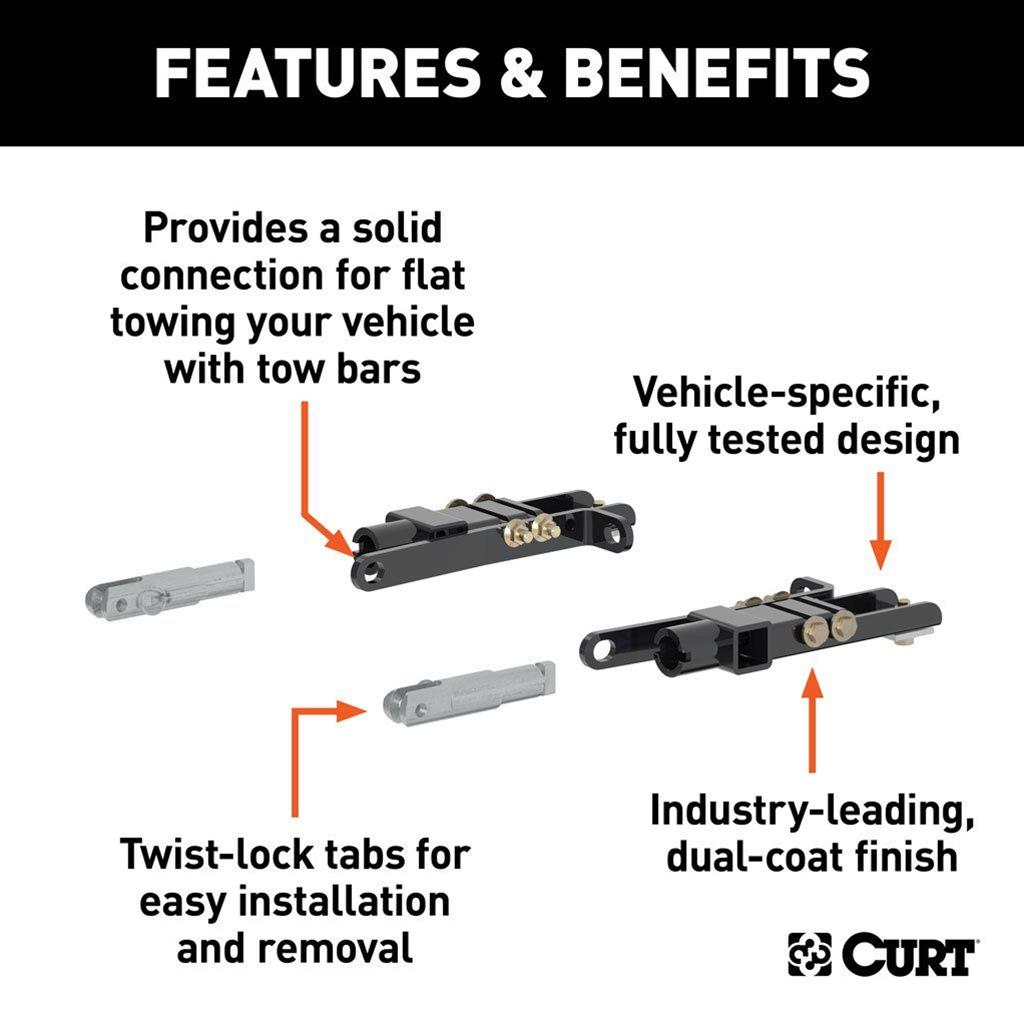CURT Custom Tow Bar Base Plates 70120 Adapter Bracket, Plate, Steel, Black Powdercoated, Chevrolet, GMC, Kit thumbnail 2