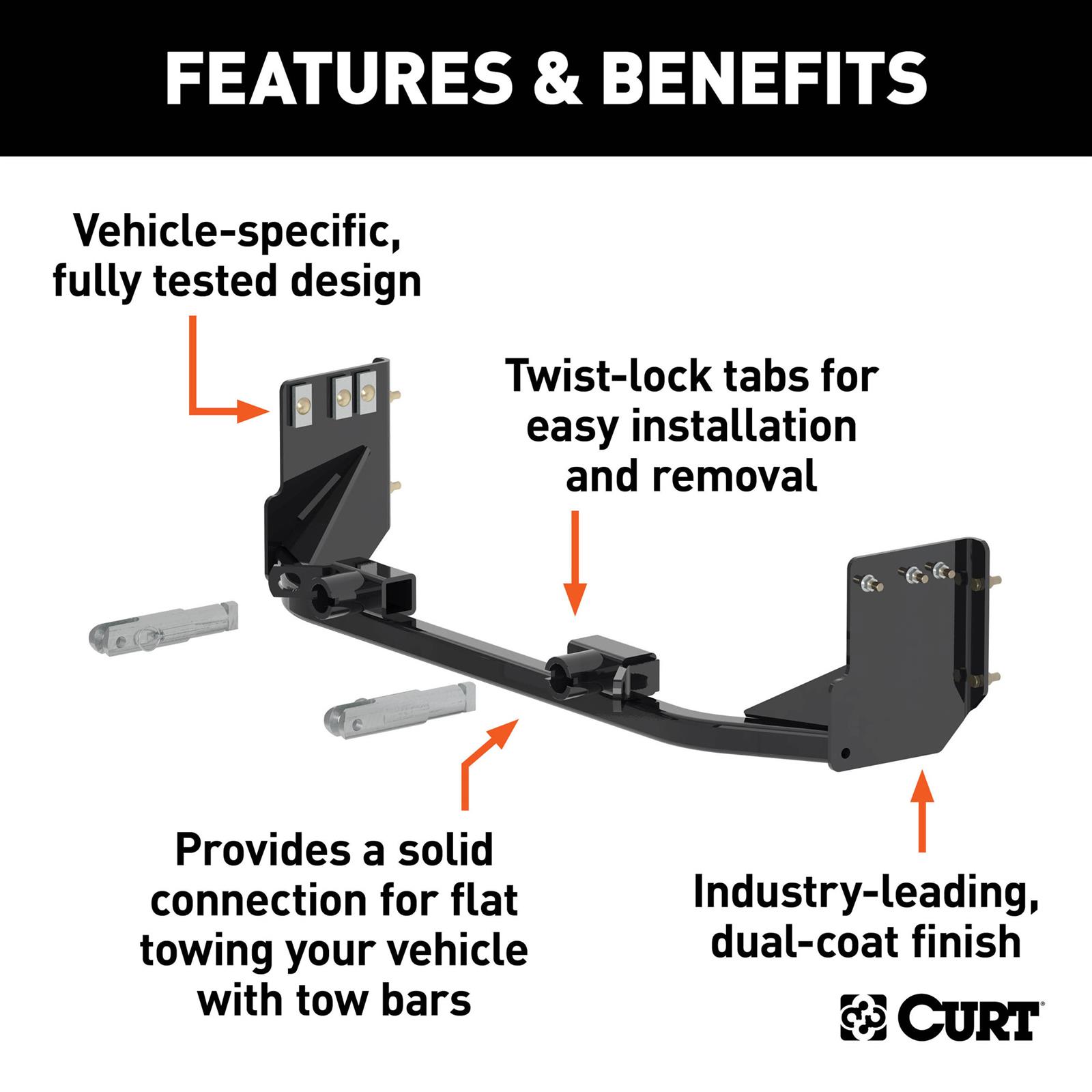CURT Custom Tow Bar Base Plates for 2010-2016 SRX - 70123 Adapter Bracket, Plate, Steel, Black Powdercoated, Cadillac SRX, Kit thumbnail 6
