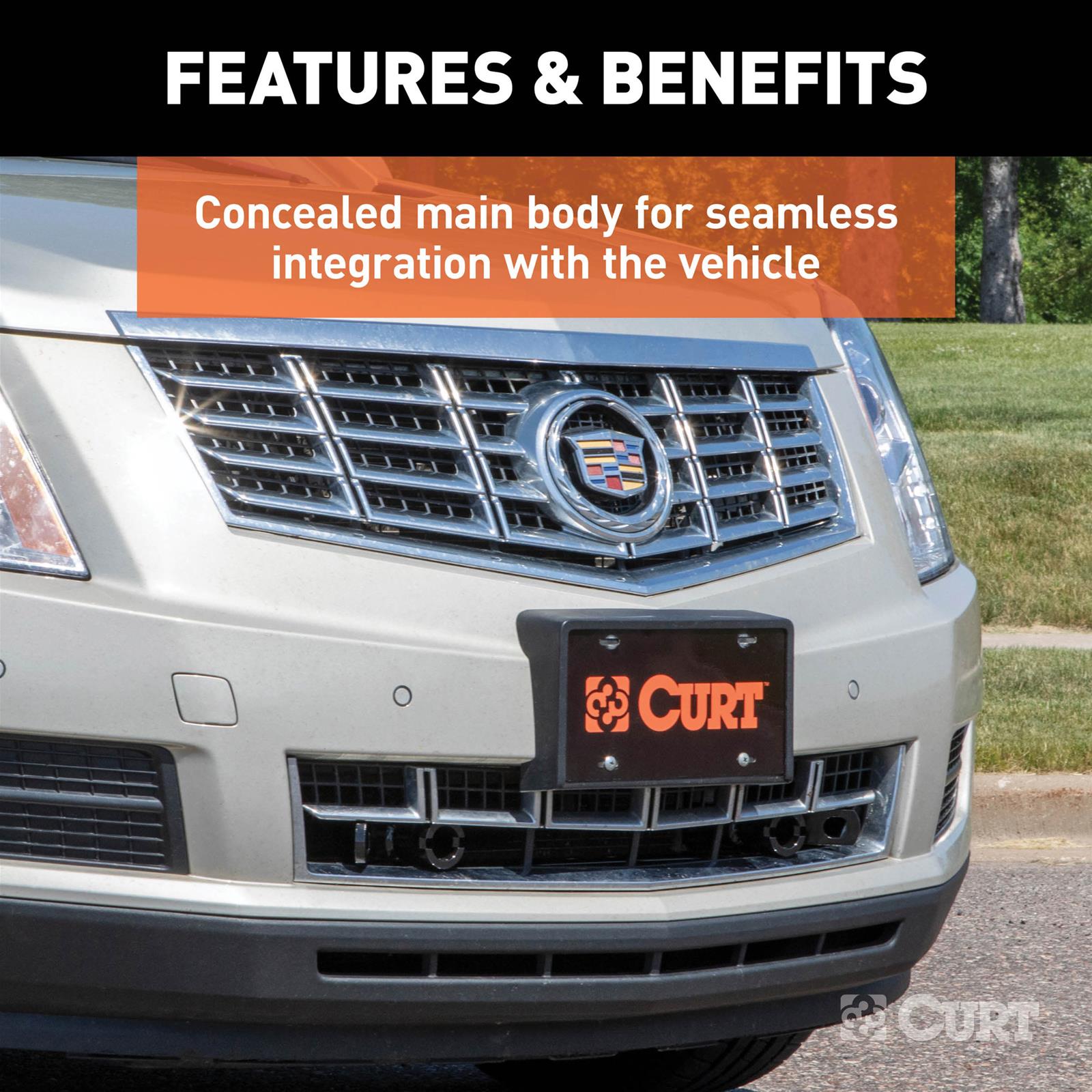 CURT Custom Tow Bar Base Plates for 2010-2016 SRX - 70123 Adapter Bracket, Plate, Steel, Black Powdercoated, Cadillac SRX, Kit thumbnail 2