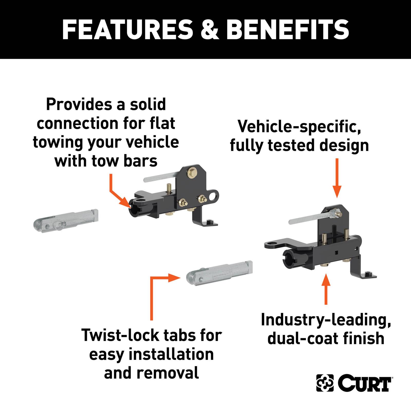 CURT Custom Tow Bar Base Plates for 2019-2023 RANGER - 70127 Adapter Bracket, Plate, Steel, Black Powdercoated, Ford, Kit thumbnail 6