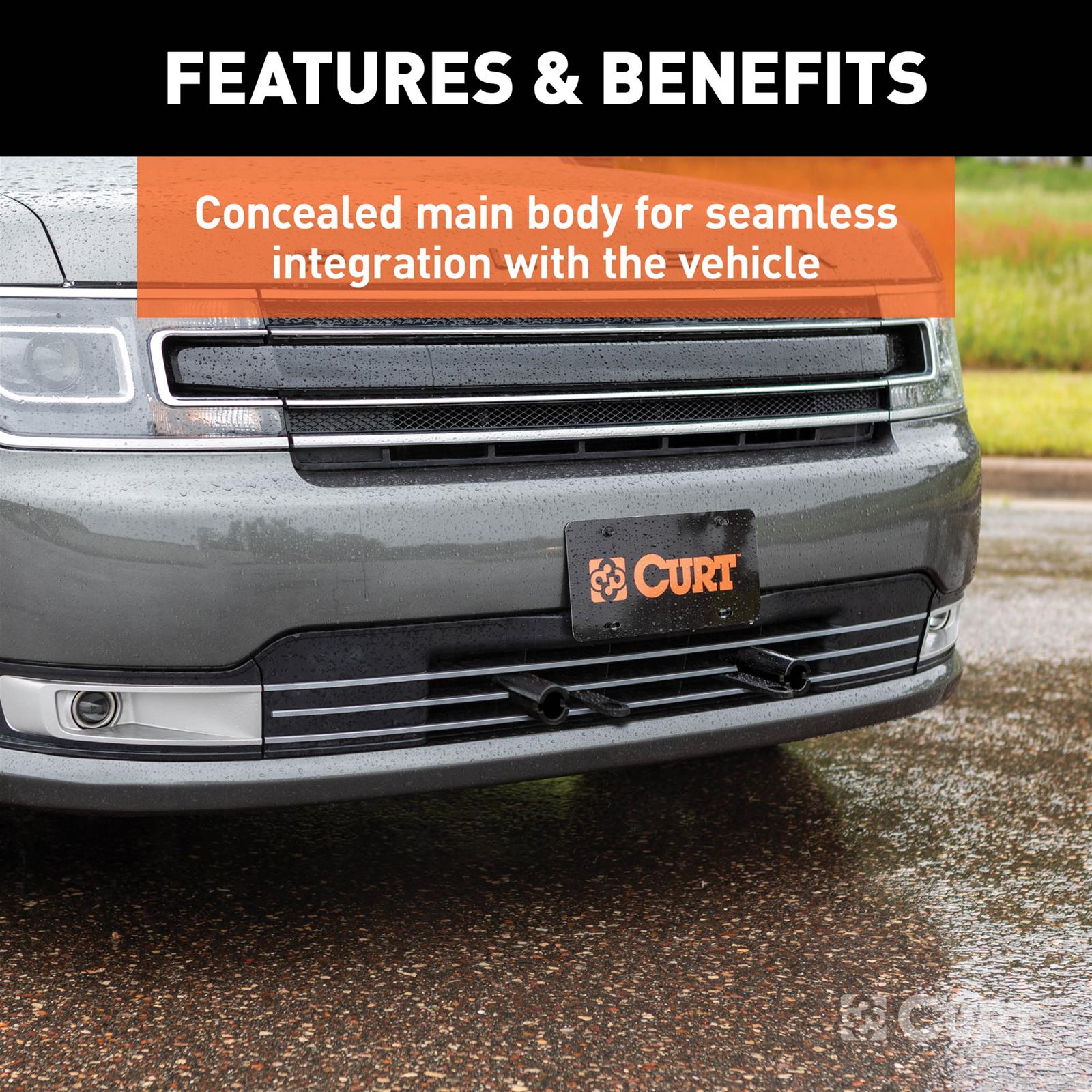 CURT Custom Tow Bar Base Plates for 2013-2019 FLEX, MKT, 2013-2015 MKS - 70135 Adapter Bracket, Plate, Steel, Black Powdercoated, Ford, Lincoln, Kit thumbnail 4