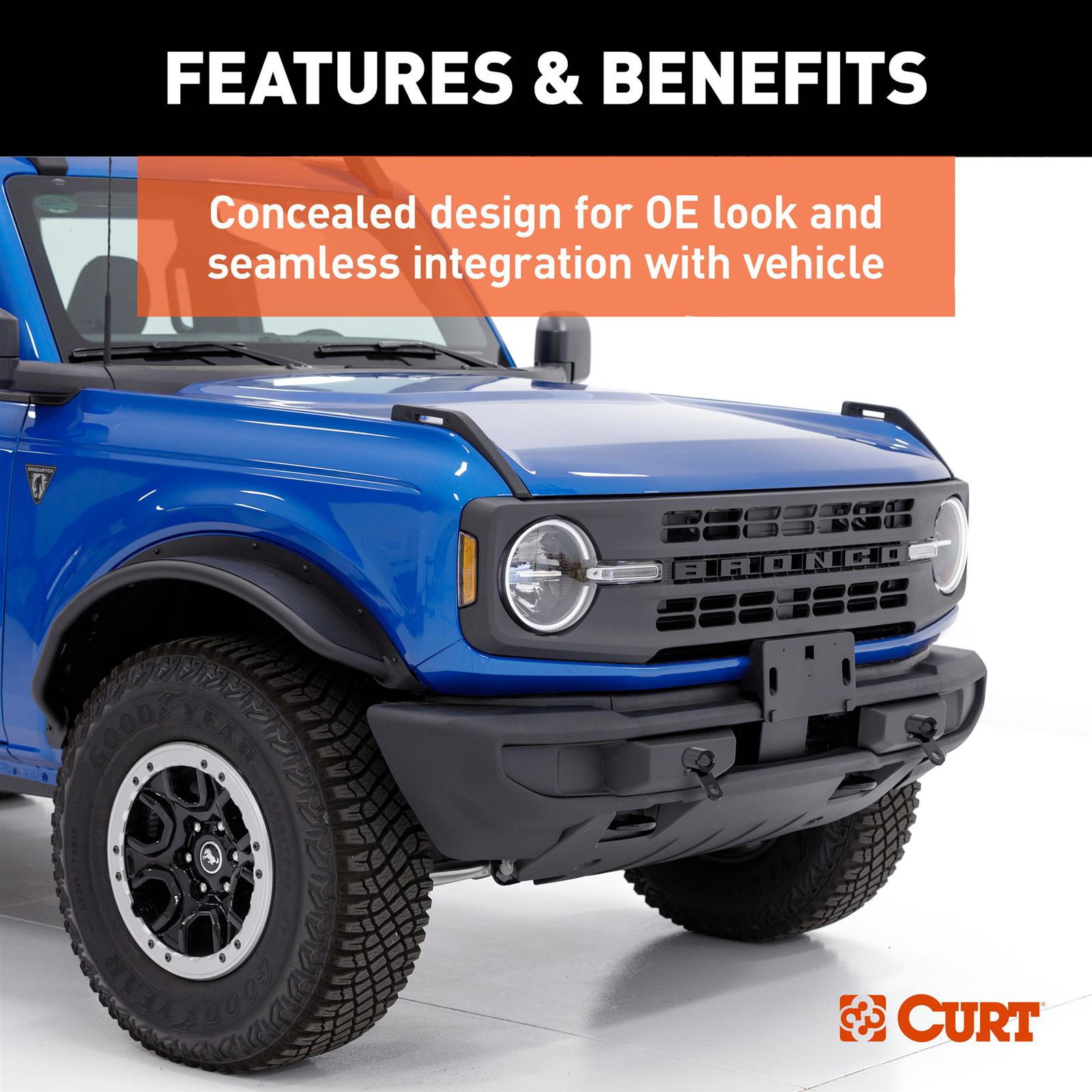 CURT Custom Tow Bar Base Plates for 2021-2024 BRONCO - 70143 Adapter Bracket, Plate, Steel, Black Powdercoated, Ford, Kit thumbnail 3