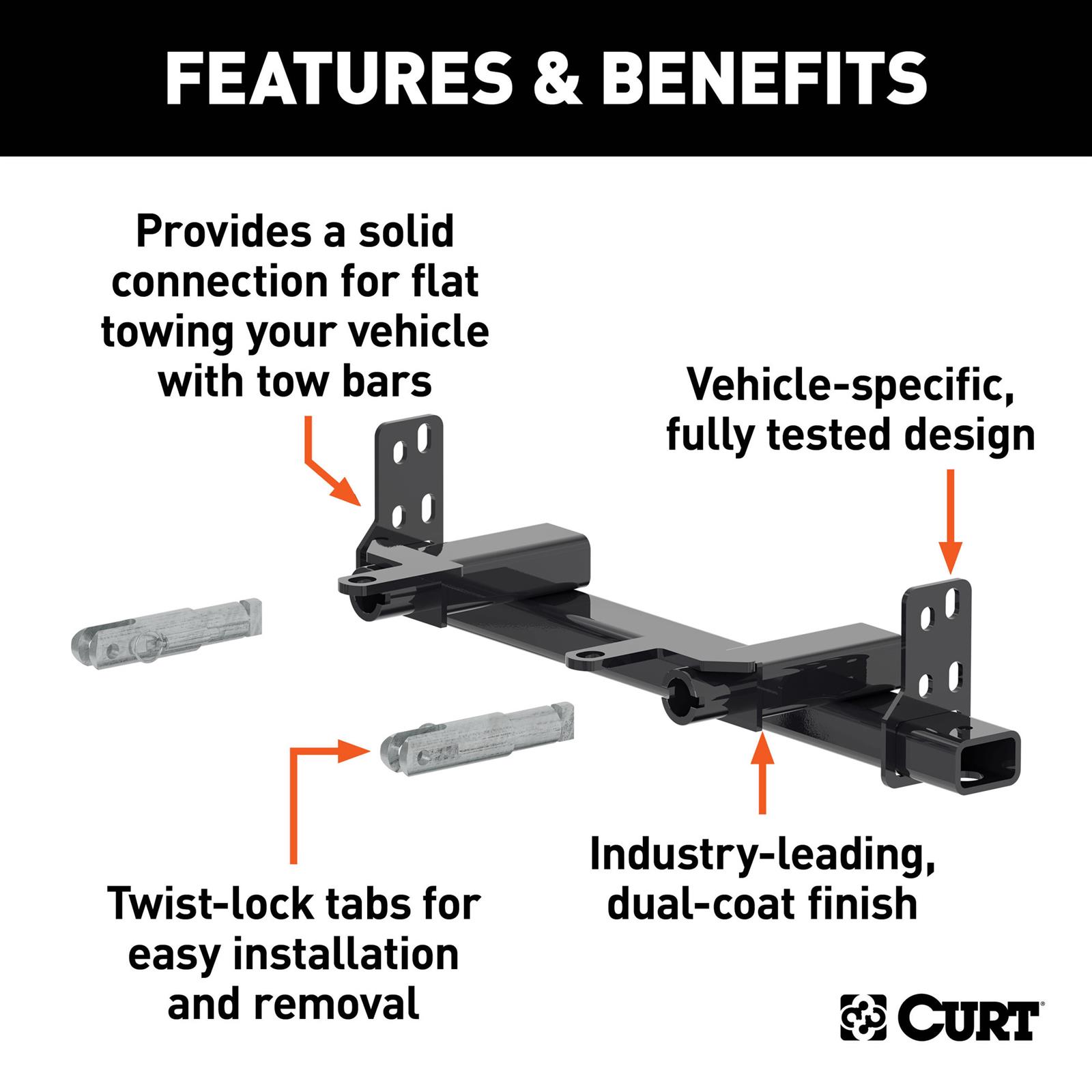 CURT Custom Tow Bar Base Plates 70145 Adapter Bracket, Plate, Steel, Black Powdercoated, Chevrolet, GMC, Kit thumbnail 2
