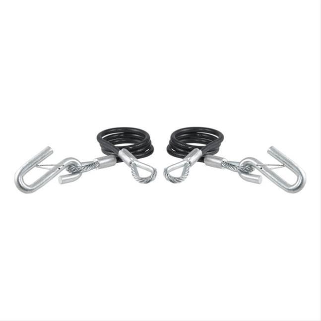 CURT Safety Cables 80136 Cable, Steel, Self Coiling, Black Nylon Coated, 42 in. Long, 3,500 lbs., Pair thumbnail 2