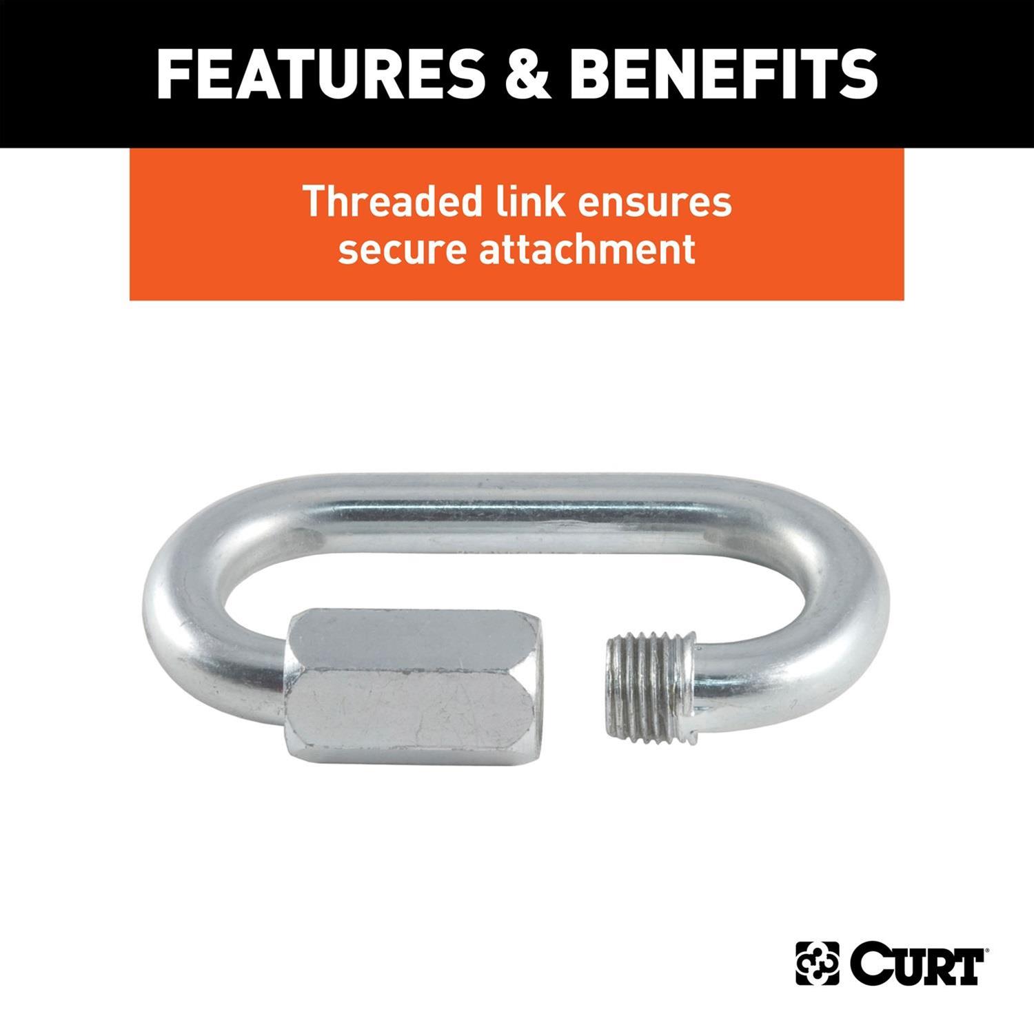 Curt Manufacturing Trailer Safety Chains and Cables 82934 Hitch Chain, 7/16" Quick Link (13,200 lbs. Breaking Strength, Packaged) thumbnail 2