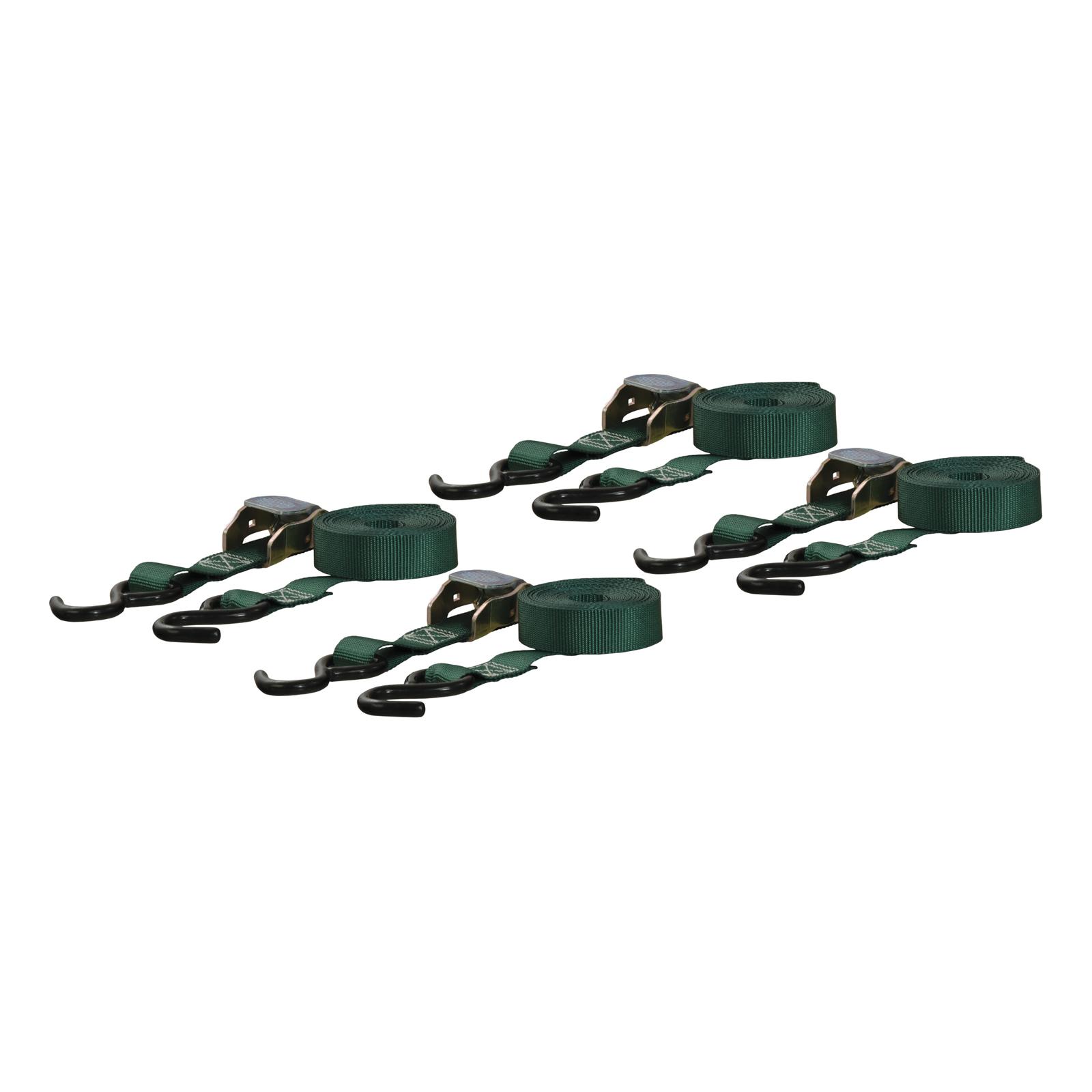 CURT Cargo Strap Sets 83016 Tie-Down Straps, Cargo, Cambuckle, S-hook, 300 lbs. Working Load, 1 in. Width, 16 ft. Length, Green, Set of 4